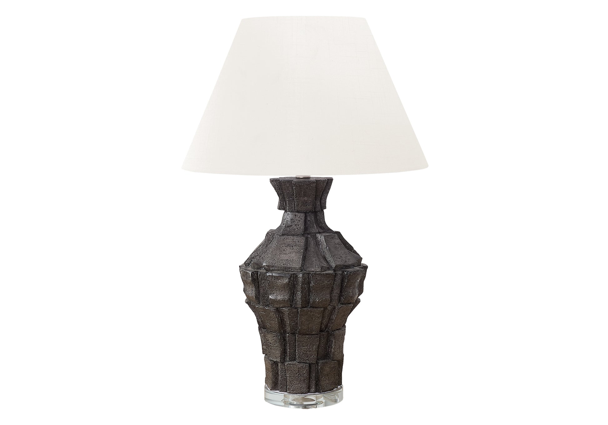 28"H Beige Resin Table Lamp with Ivory Shade-Lighting-DECOROLALA