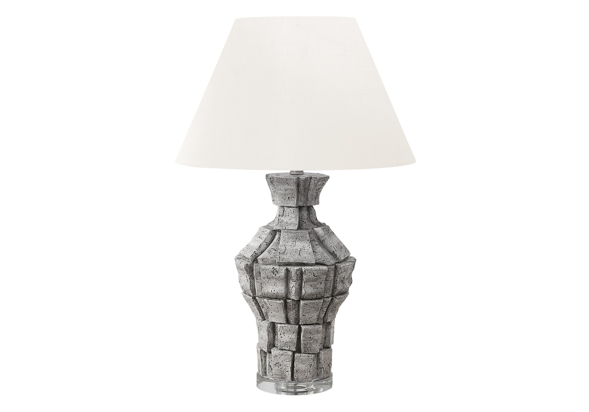 28"H Beige Resin Table Lamp with Ivory Shade-Lighting-DECOROLALA