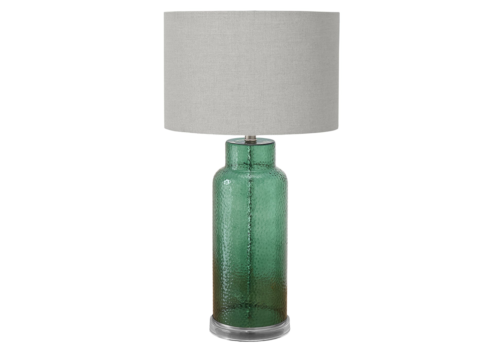 28"H Green Glass Table Lamp with Grey Shade-Lighting-DECOROLALA