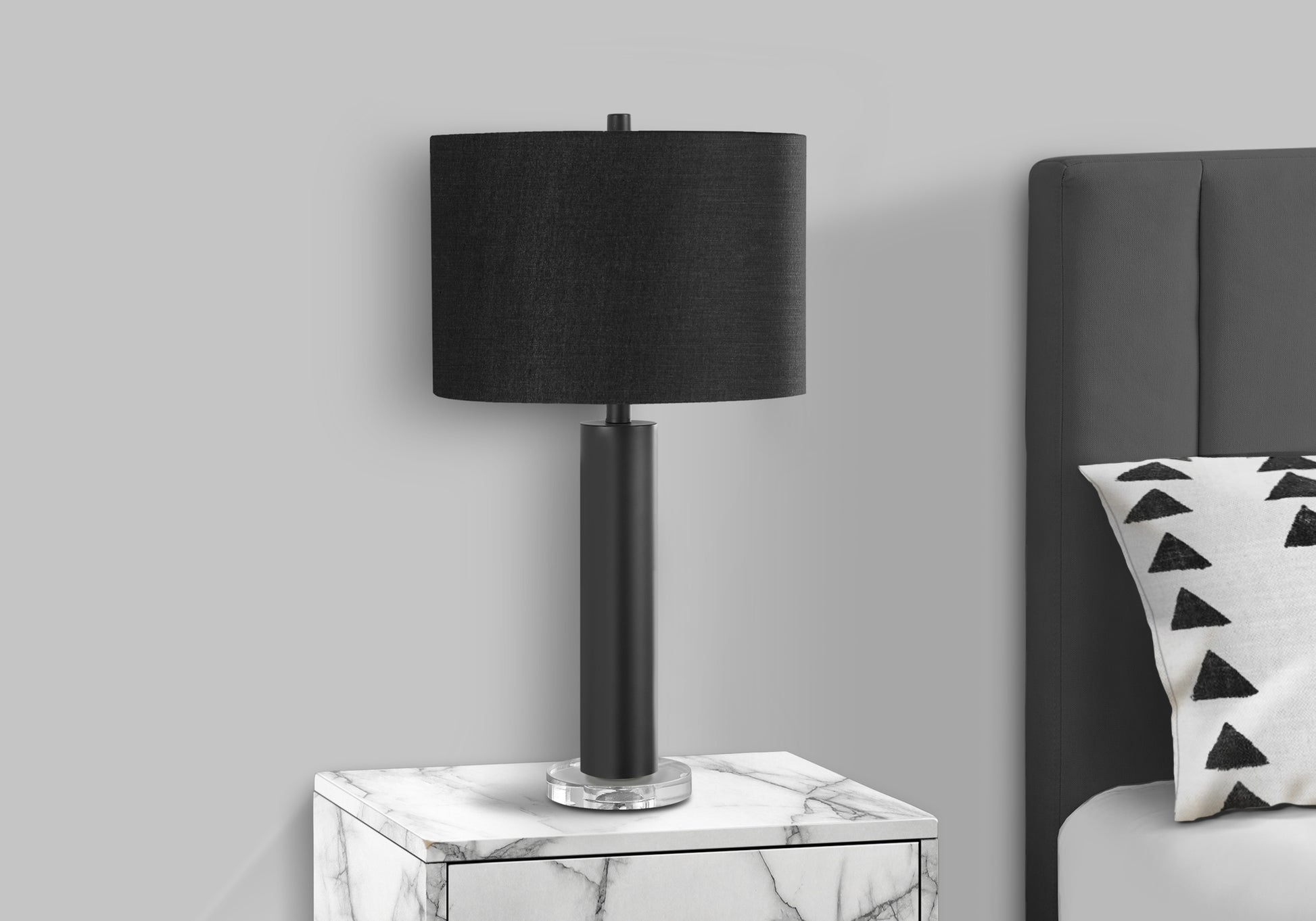 28"H Nickel Table Lamp with Ivory Drum Shade-Lighting-DECOROLALA