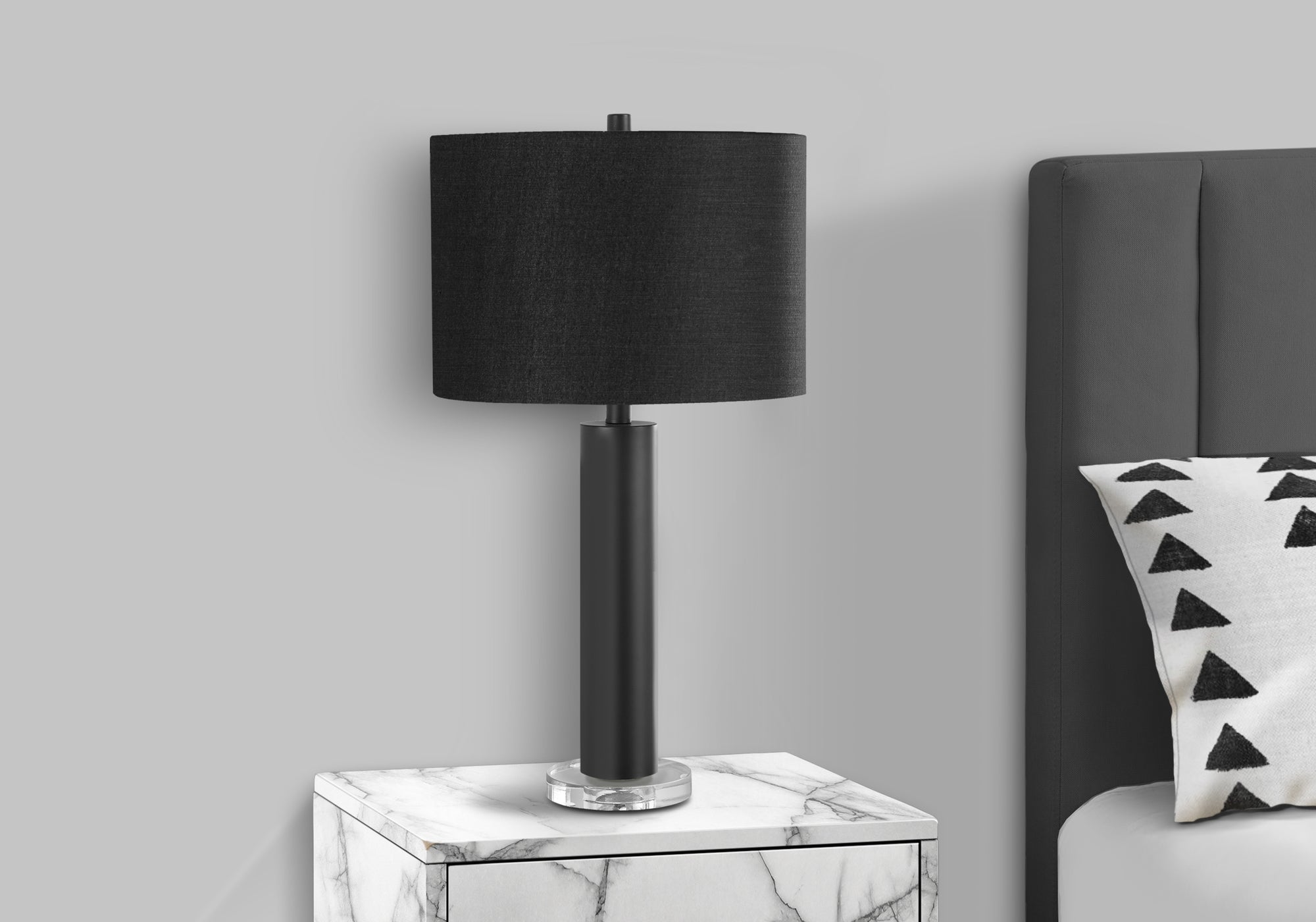 28"H Nickel Table Lamp with Ivory Drum Shade-Lighting-DECOROLALA