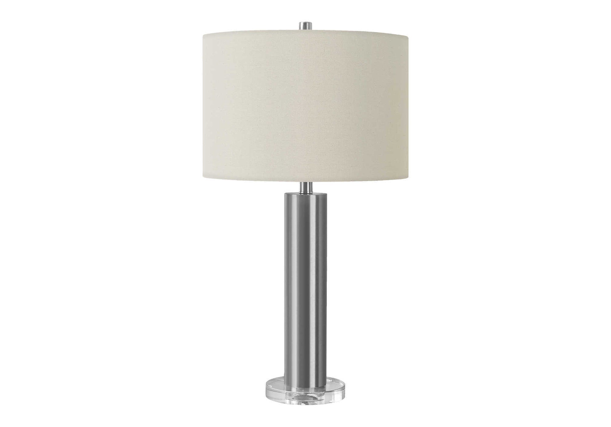 28"H Nickel Table Lamp with Ivory Drum Shade-Lighting-DECOROLALA