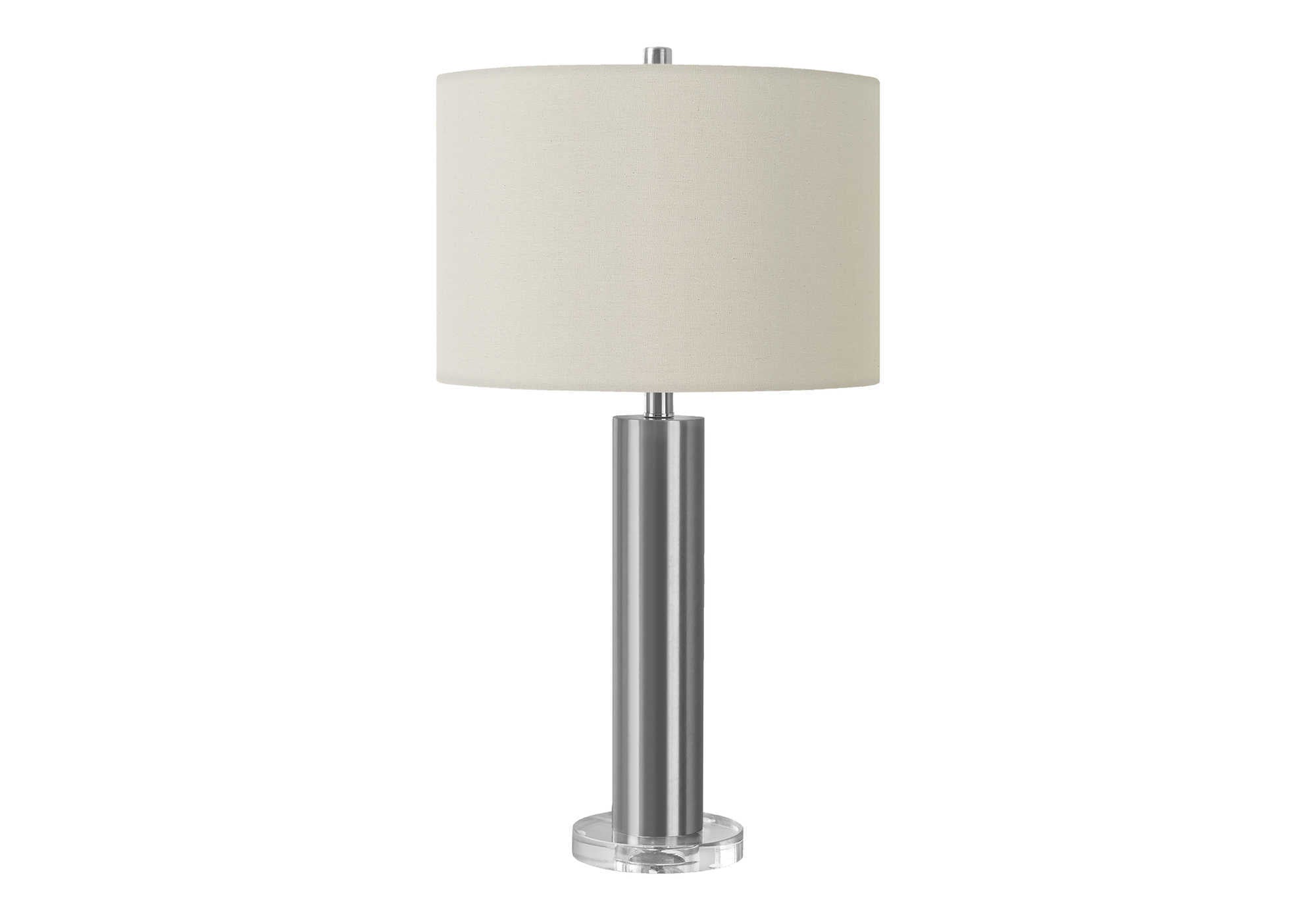 28"H Nickel Table Lamp with Ivory Drum Shade-Lighting-DECOROLALA