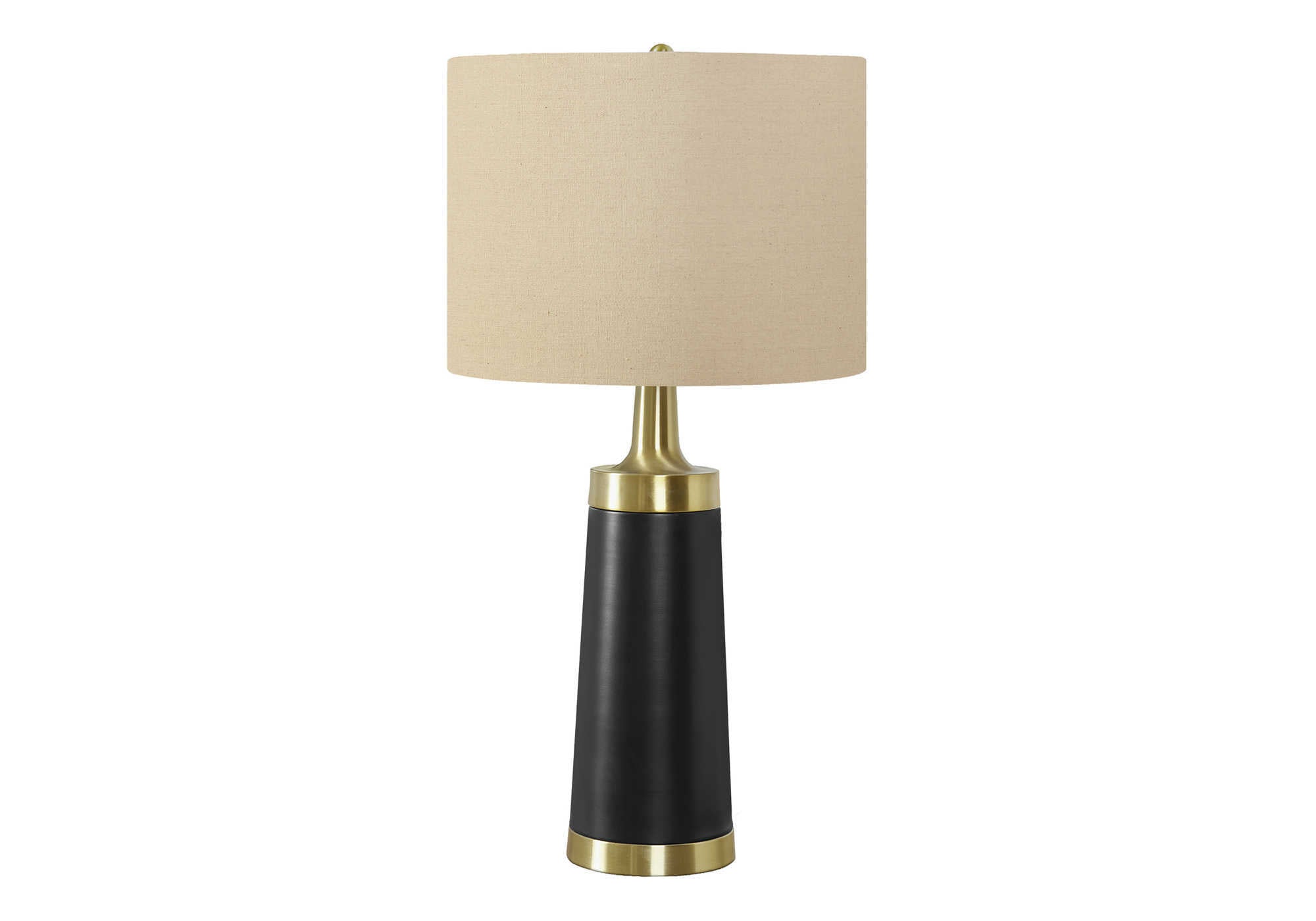 28"H Table Lamp Black Metal Gold Accents Beige Shade-Lighting-DECOROLALA