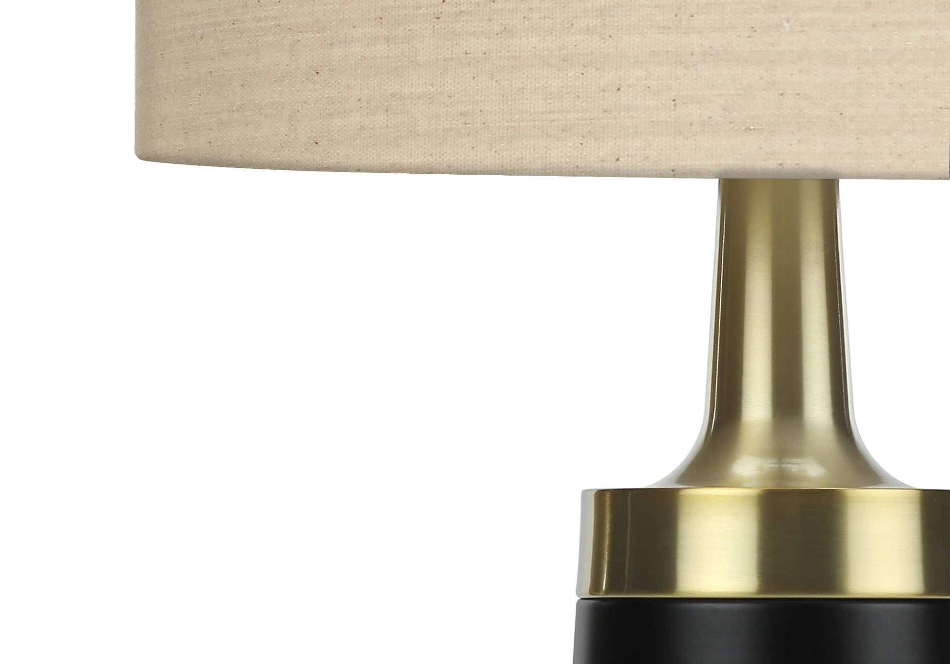 28"H Table Lamp Black Metal Gold Accents Beige Shade-Lighting-DECOROLALA