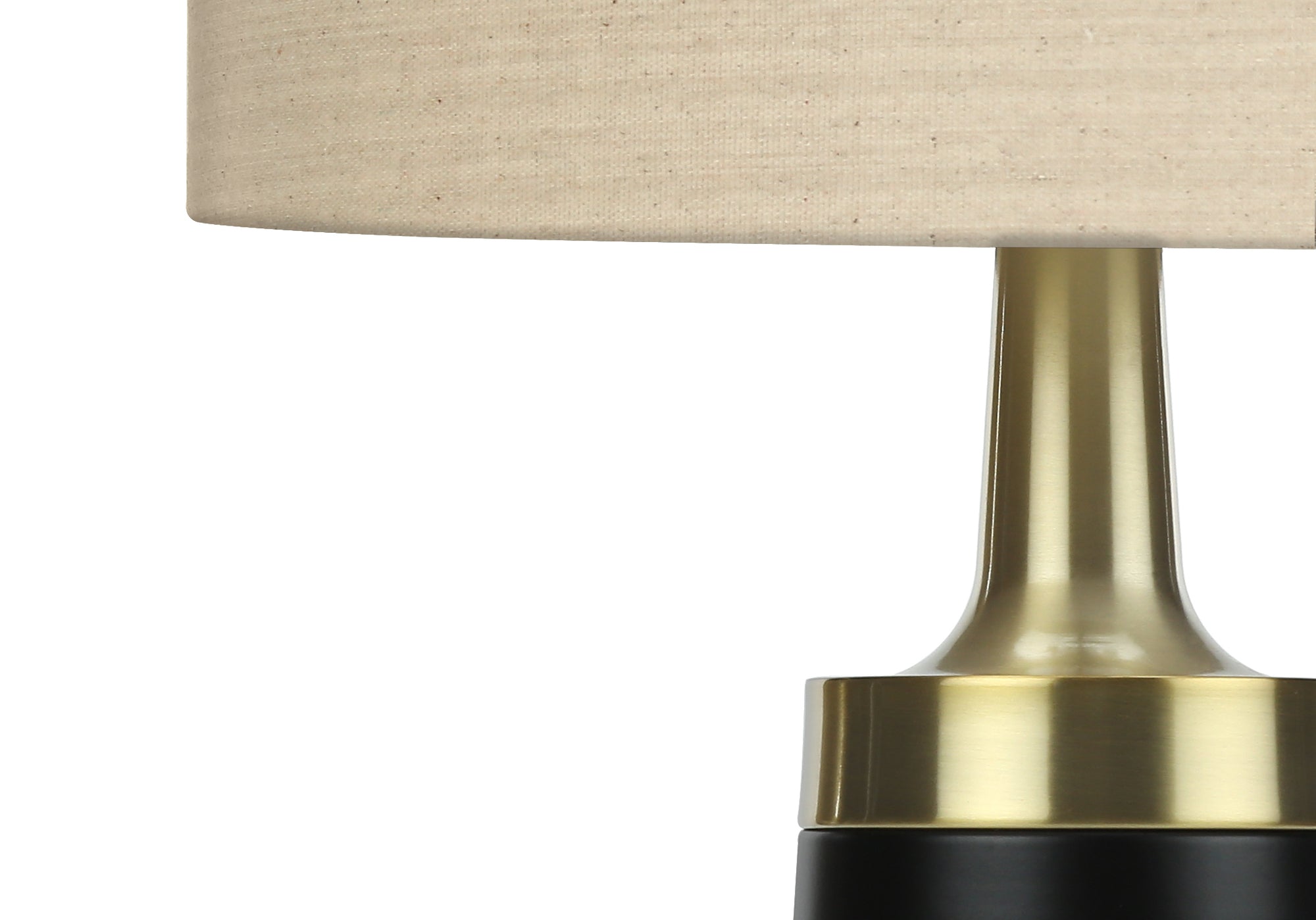 28"H Table Lamp Black Metal Gold Accents Beige Shade-Lighting-DECOROLALA