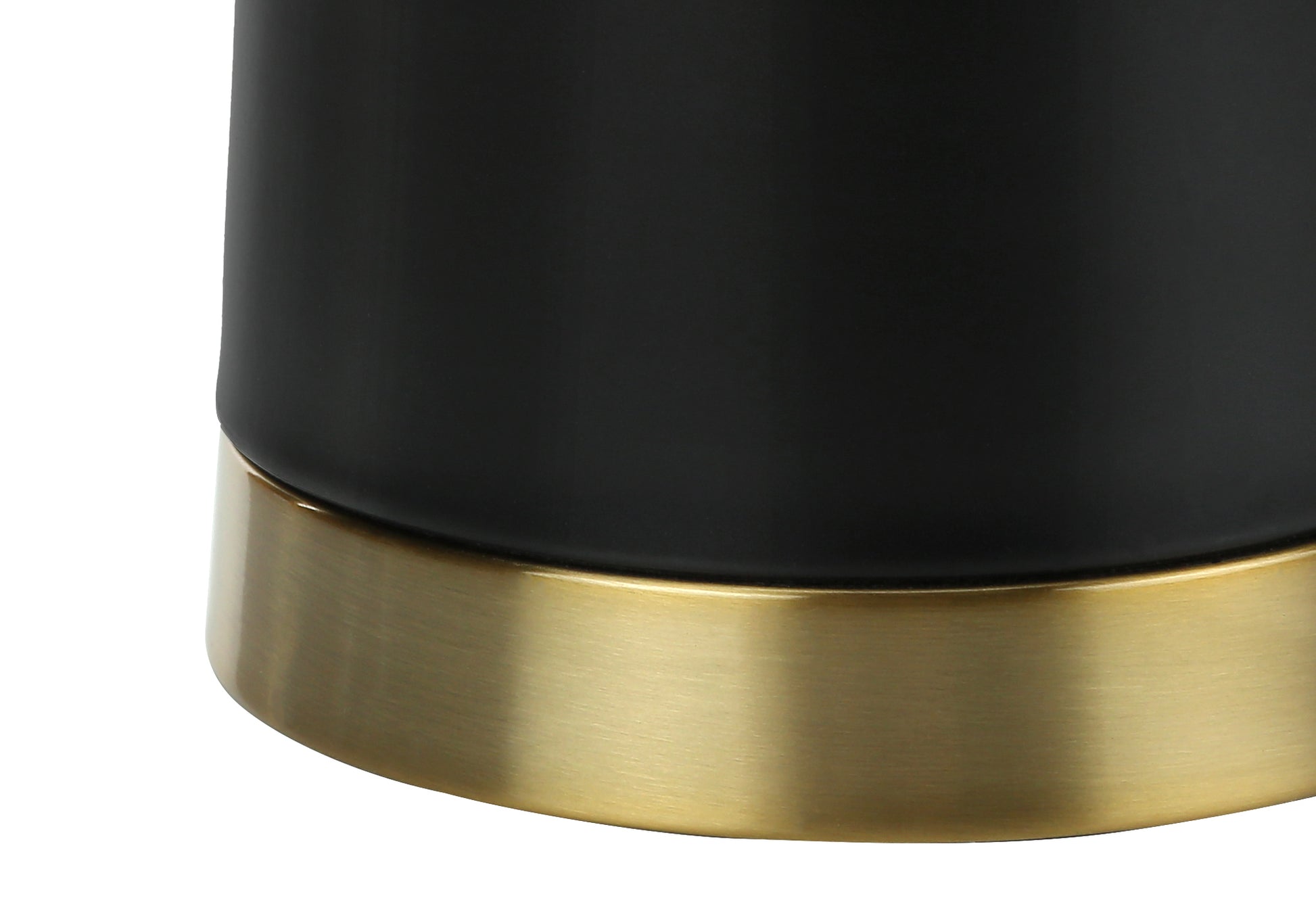 28"H Table Lamp Black Metal Gold Accents Beige Shade-Lighting-DECOROLALA
