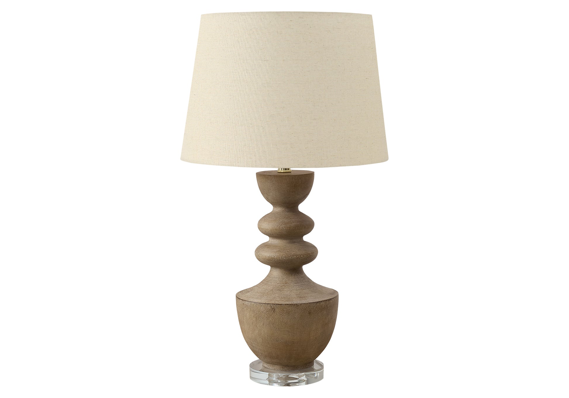 28"H Table Lamp Brown Resin Beige Shade 3-Way-Lighting-DECOROLALA