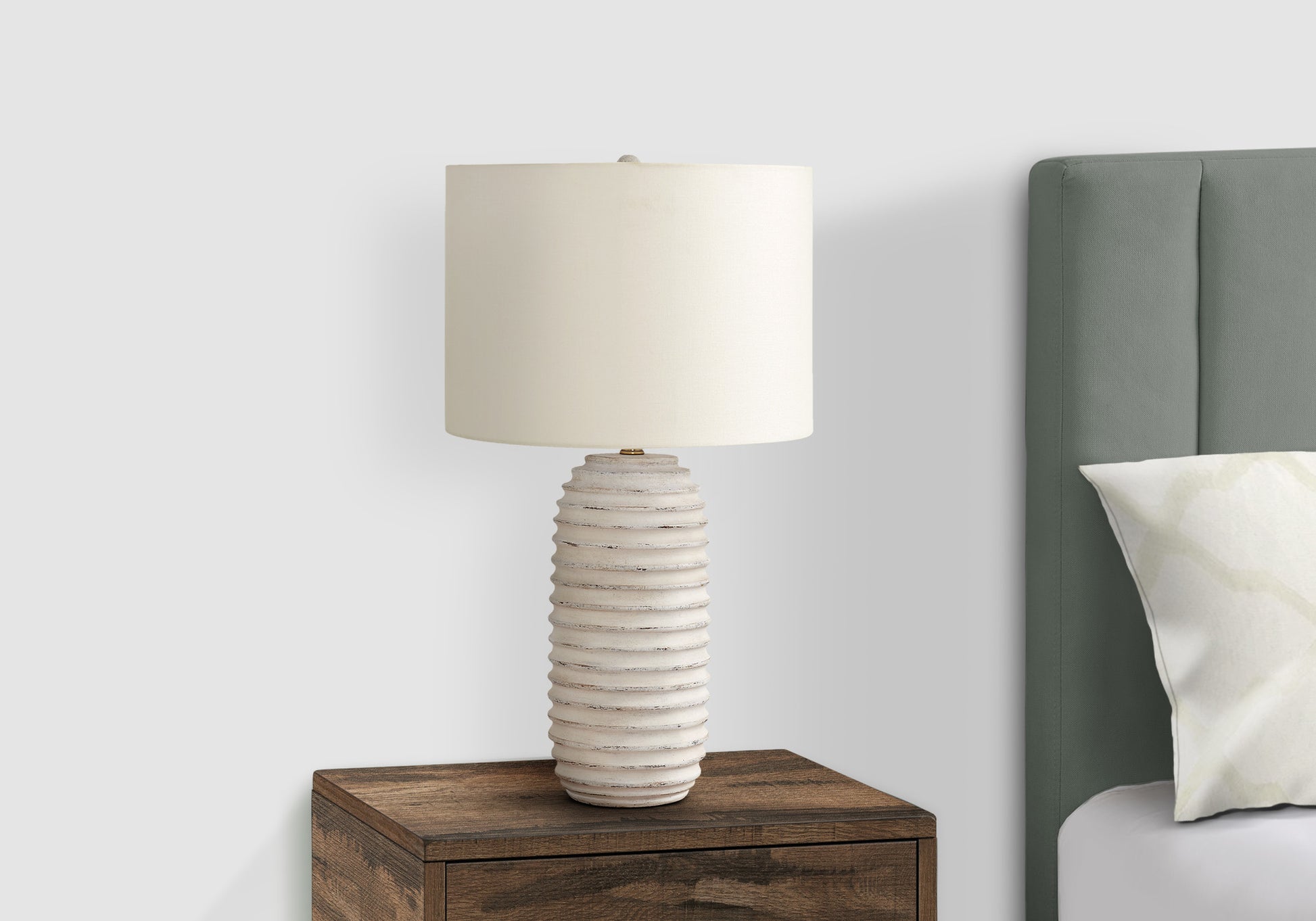 28"H Table Lamp, Cream Resin Base, Ivory Shade-Lighting-DECOROLALA
