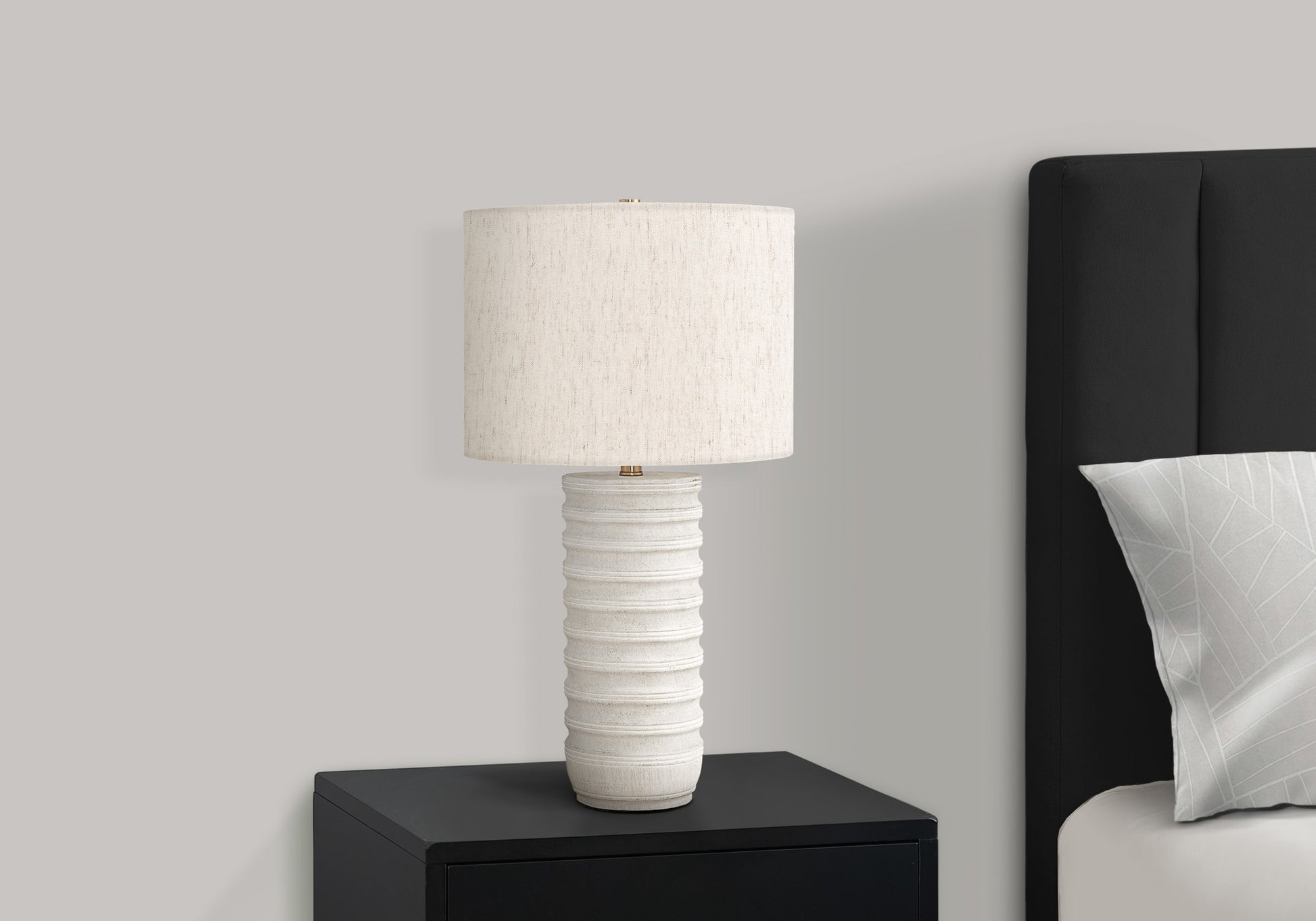 28"H Table Lamp Cream Resin Ivory Shade-Lighting-DECOROLALA