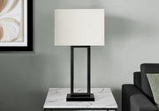 28"H Table Lamp with USB Port - Black Metal/Ivory Shade-Lighting-DECOROLALA
