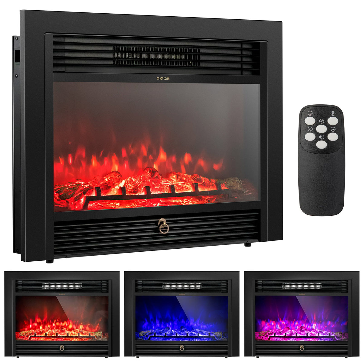 28.5 Inch Electric Fireplace Recessed with 3 Flame Colors-Fireplaces-DECOROLALA