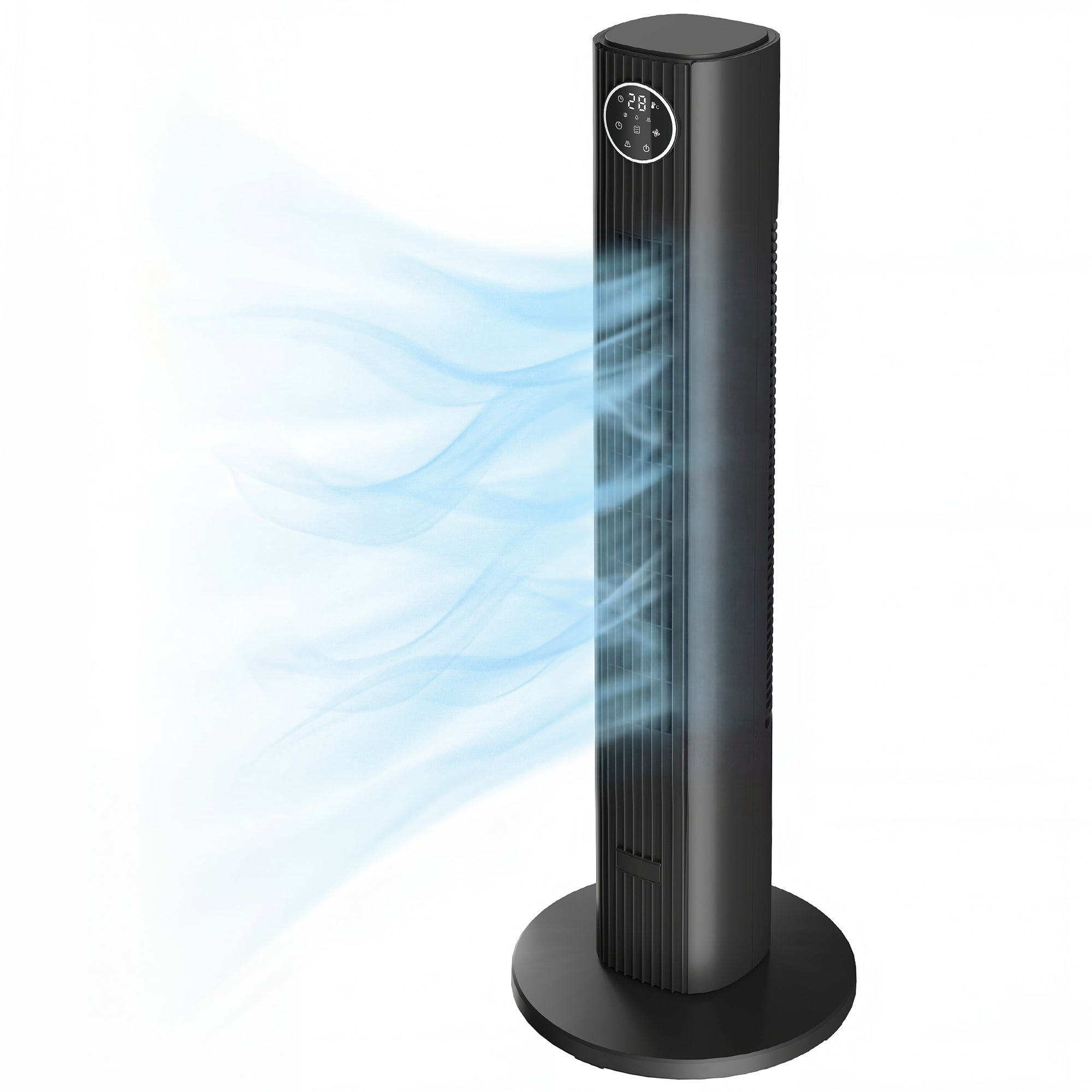28dB Tower Fan with 12 Speeds and 4 Modes, Standing Floor Fan with 80¬∞ Oscillating, 12H Timer, Black-Fans-DECOROLALA