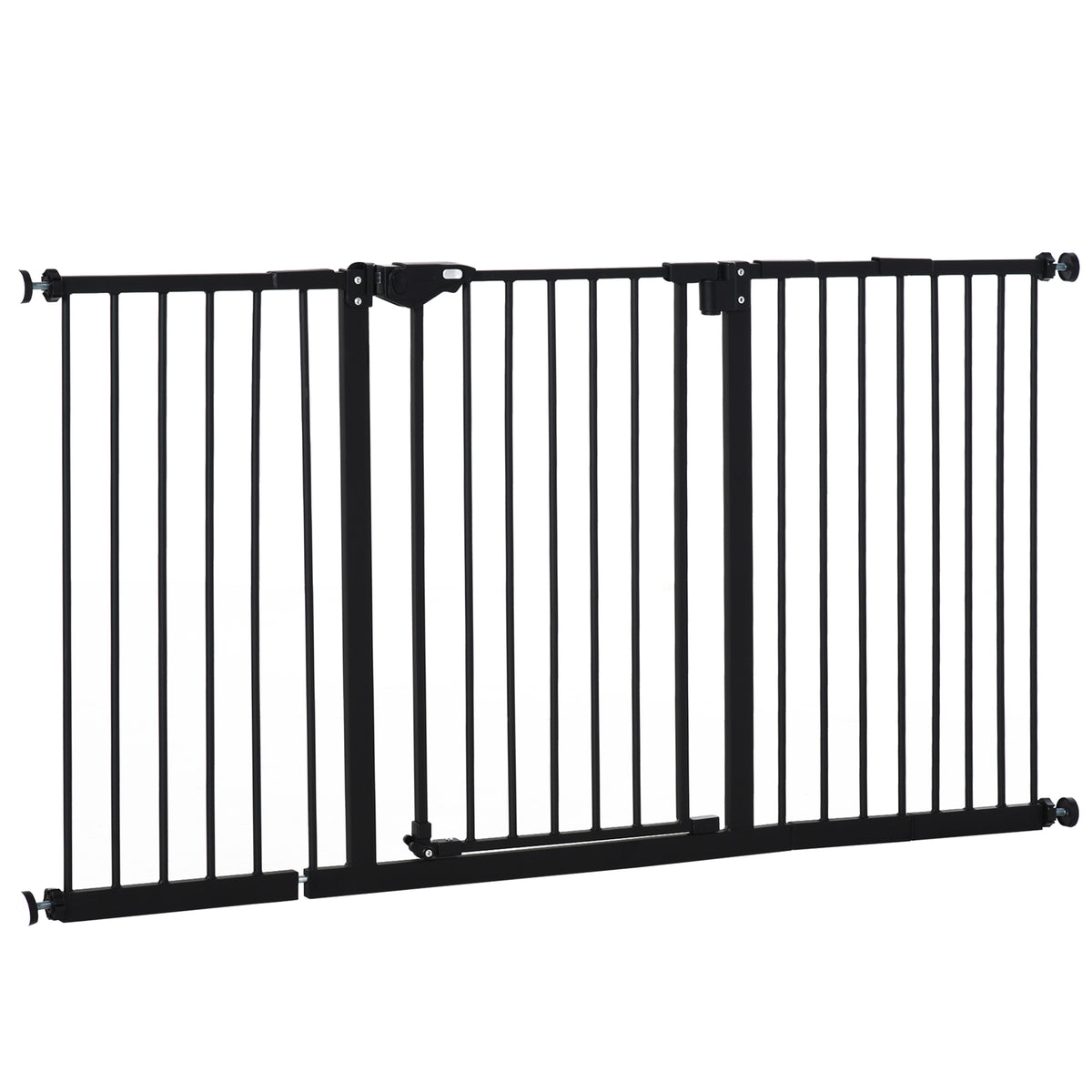 29"-58" Wide Pet Gate with Door - 30" Tall Pressure-Mounted Black-Dogs-DECOROLALA