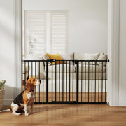29"-58" Wide Pet Gate with Door - 30" Tall Pressure-Mounted Black-Dogs-DECOROLALA