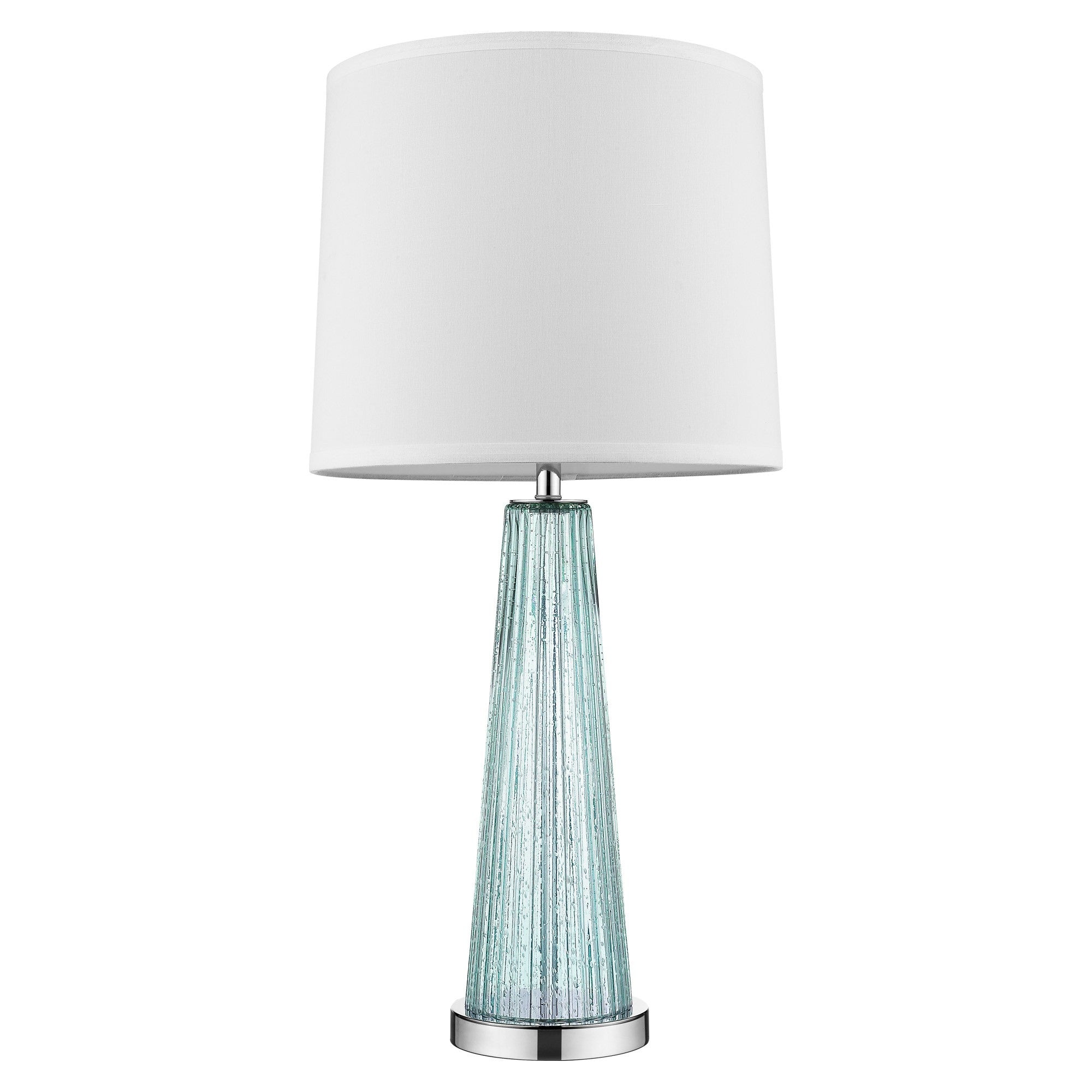 29" Aqua Glass Buffet Lamp With Off White Empire Shade-Table Lamps-DECOROLALA