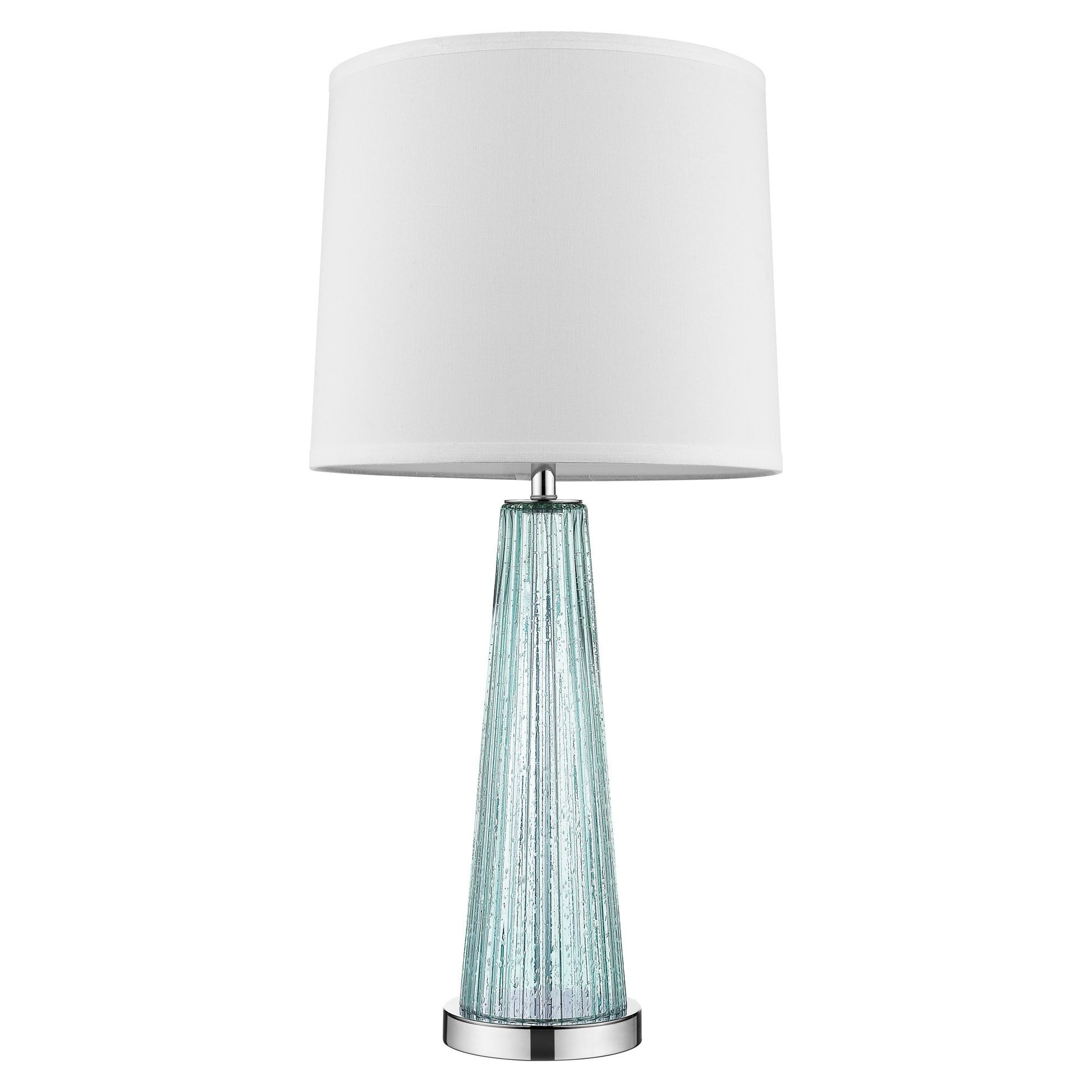 29" Aqua Glass Buffet Lamp With Off White Empire Shade-Table Lamps-DECOROLALA