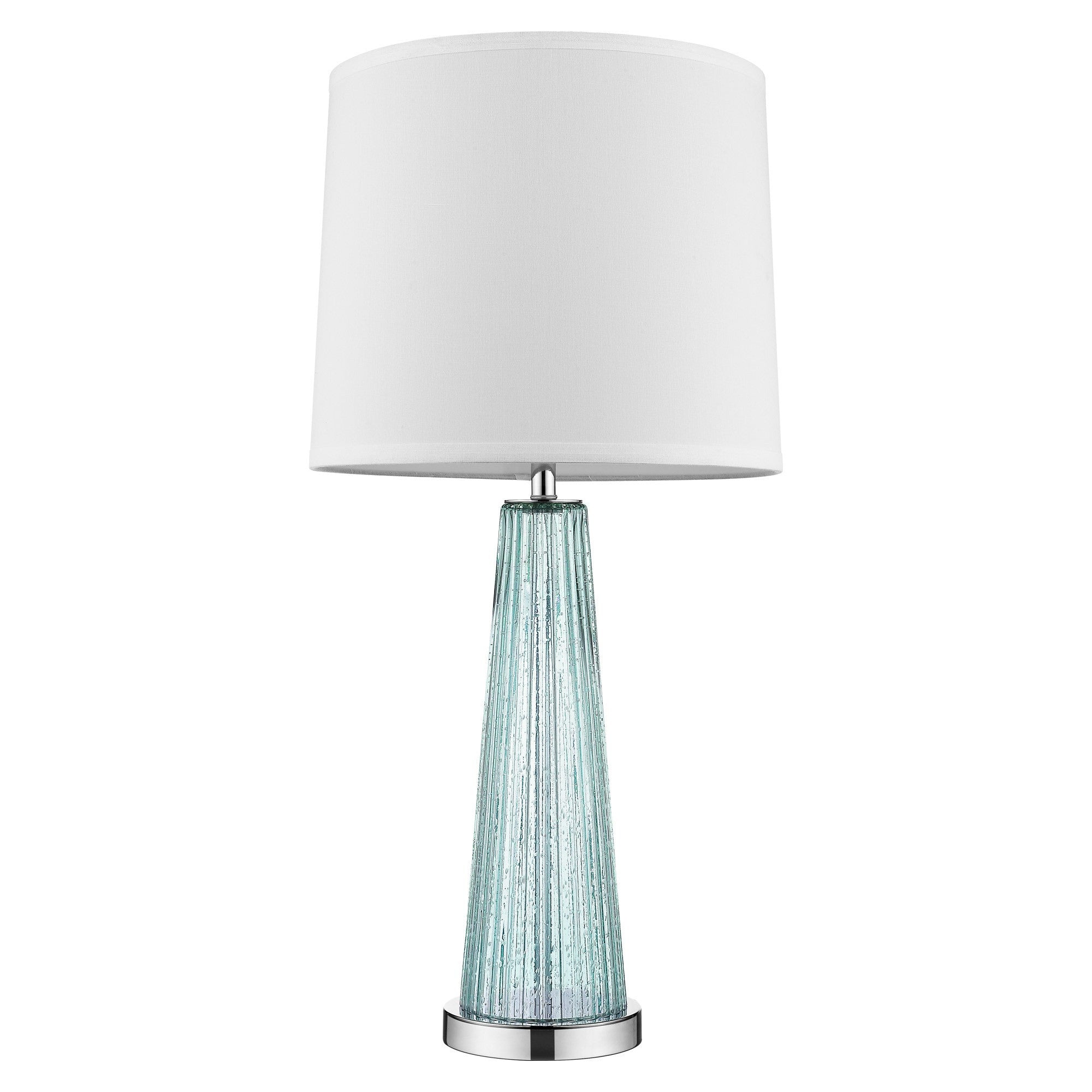 29" Aqua Glass Buffet Lamp With Off White Empire Shade-Table Lamps-DECOROLALA