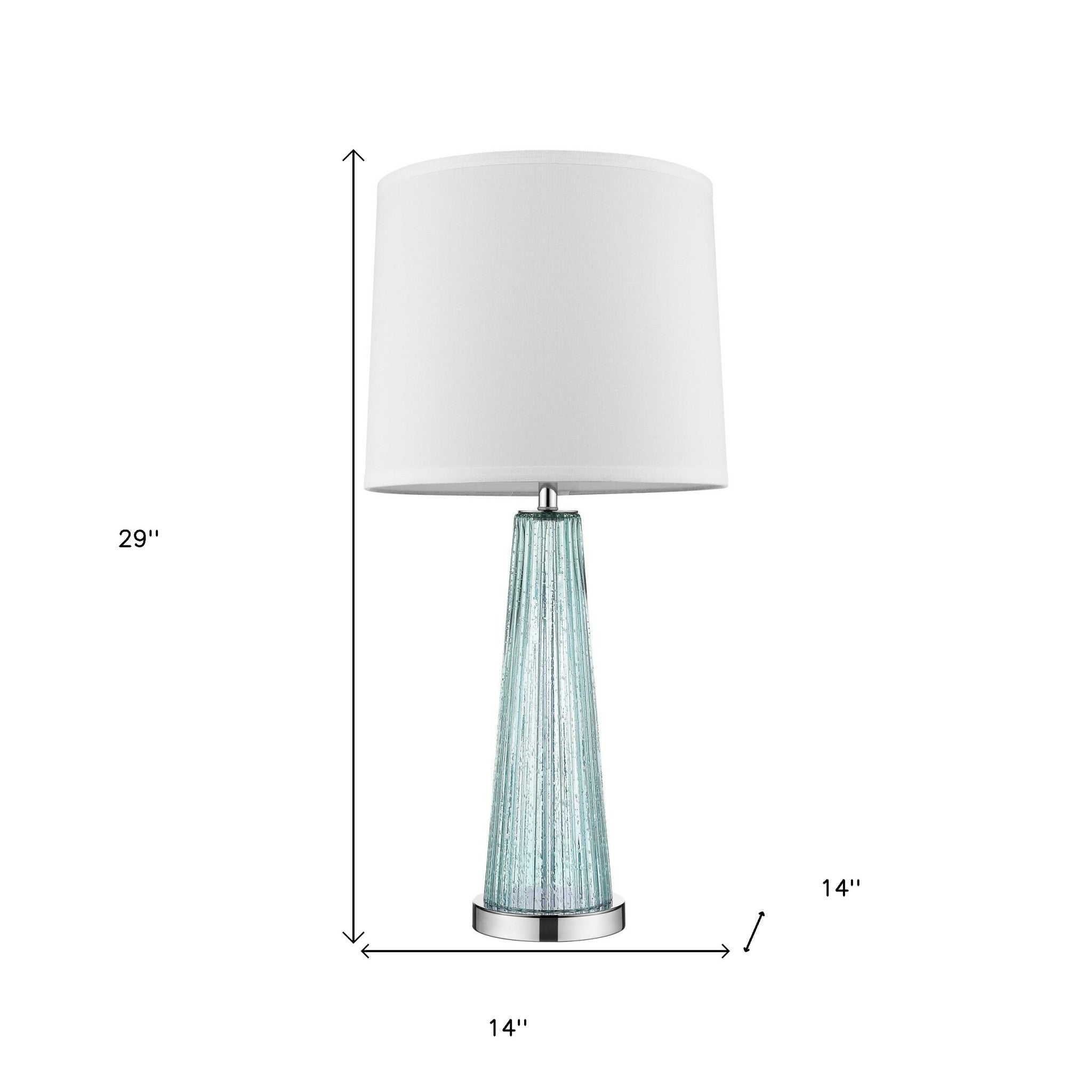 29" Aqua Glass Buffet Lamp With Off White Empire Shade-Table Lamps-DECOROLALA