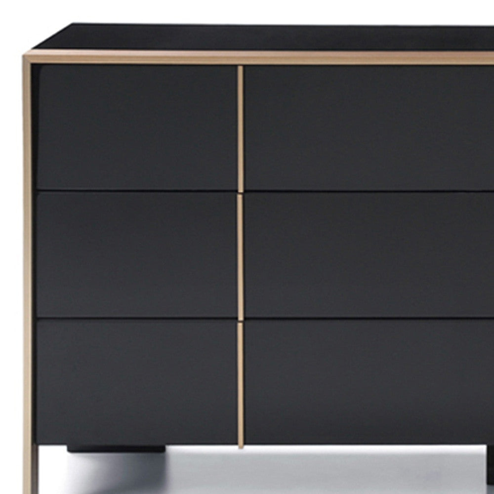 29" Black And Brushed Bronze Dresser-Dressers-DECOROLALA