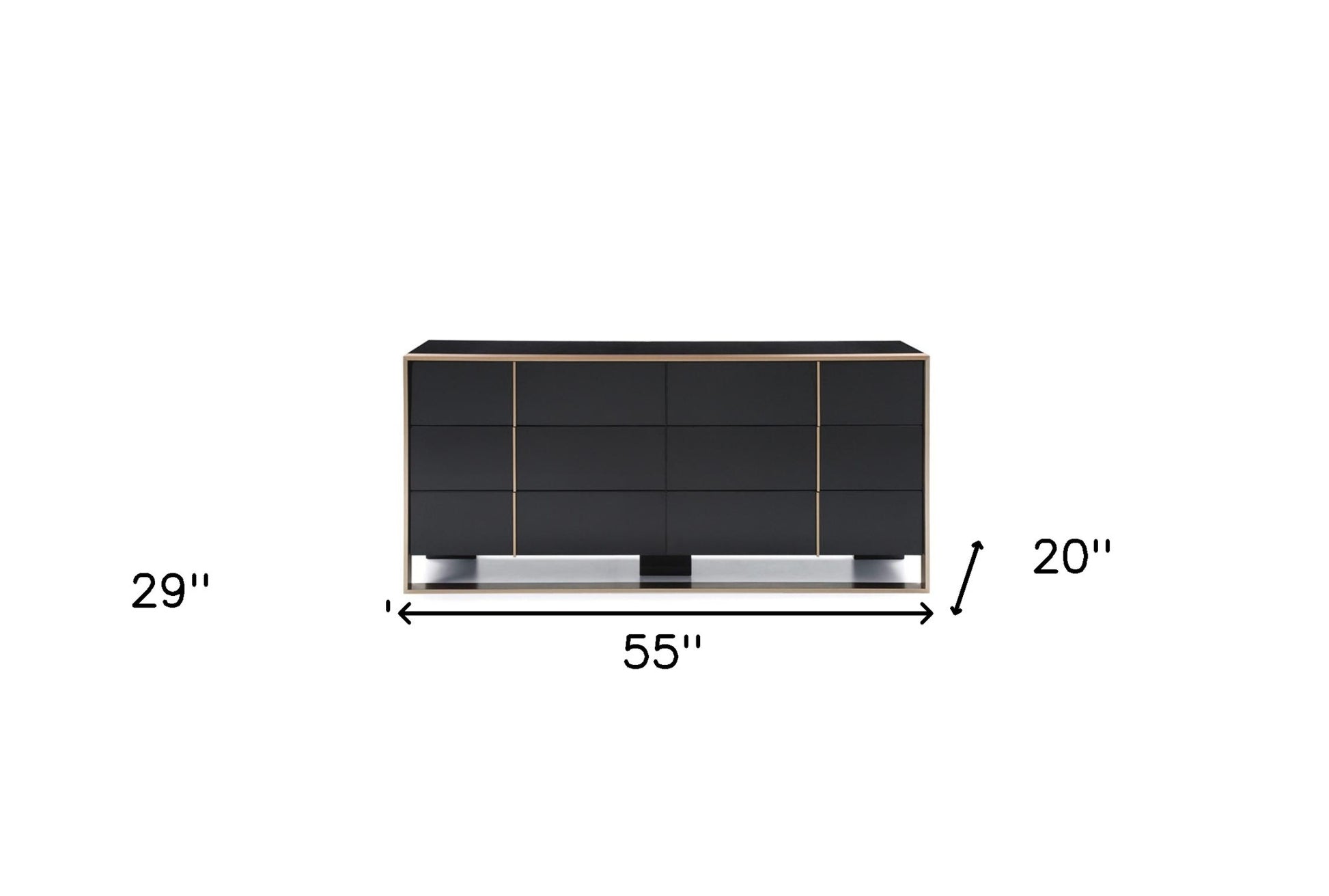 29" Black And Brushed Bronze Dresser-Dressers-DECOROLALA