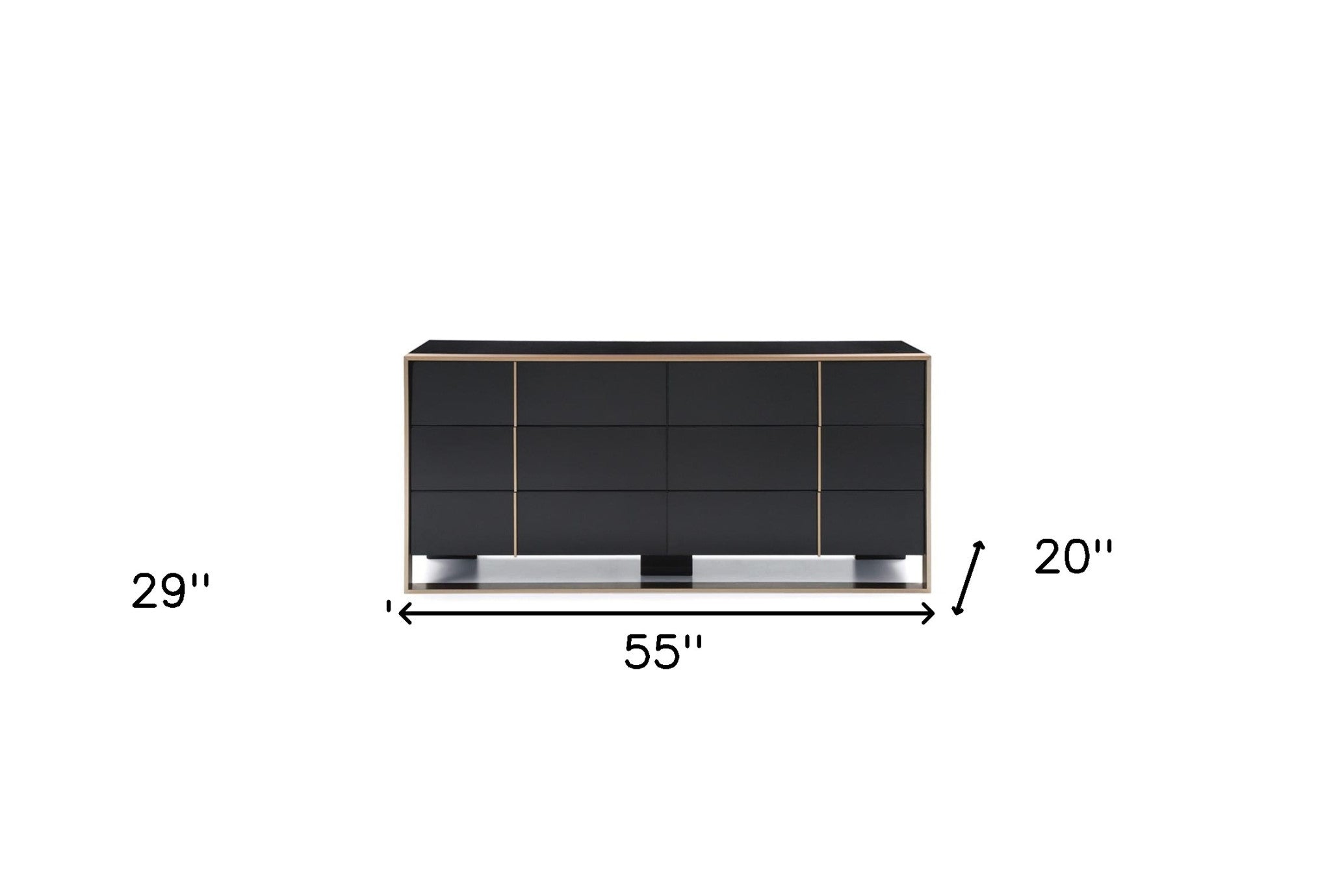 29" Black And Brushed Bronze Dresser-Dressers-DECOROLALA