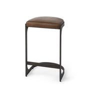 29" Black Leather and Metal Backless Bar Chair-Bar Chairs-DECOROLALA