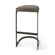 29" Black Leather and Metal Backless Bar Chair-Bar Chairs-DECOROLALA