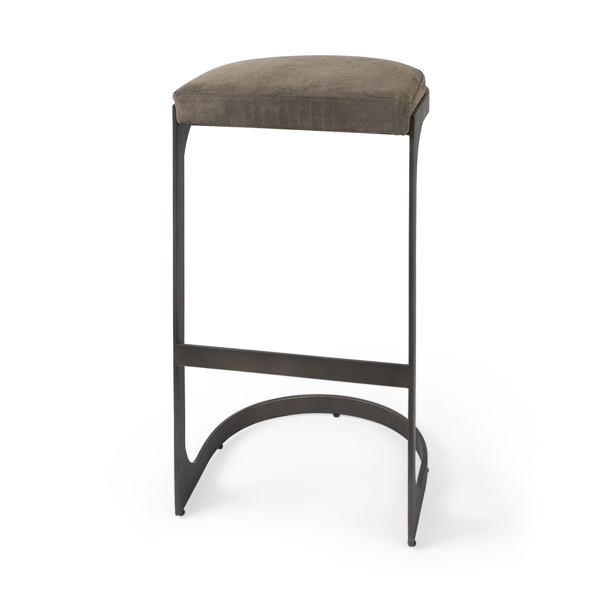 29" Black Leather and Metal Backless Bar Chair-Bar Chairs-DECOROLALA