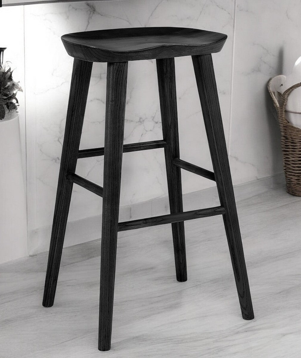 29" Black Manufactured Wood Backless Bar Height Bar Chair-Bar Chairs-DECOROLALA