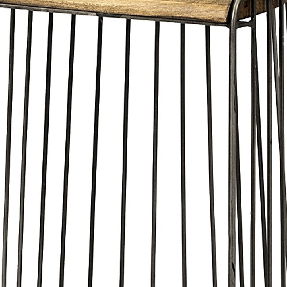 29" Black Solid Wood and Metal Backless Bar Chair-Bar Chairs-DECOROLALA