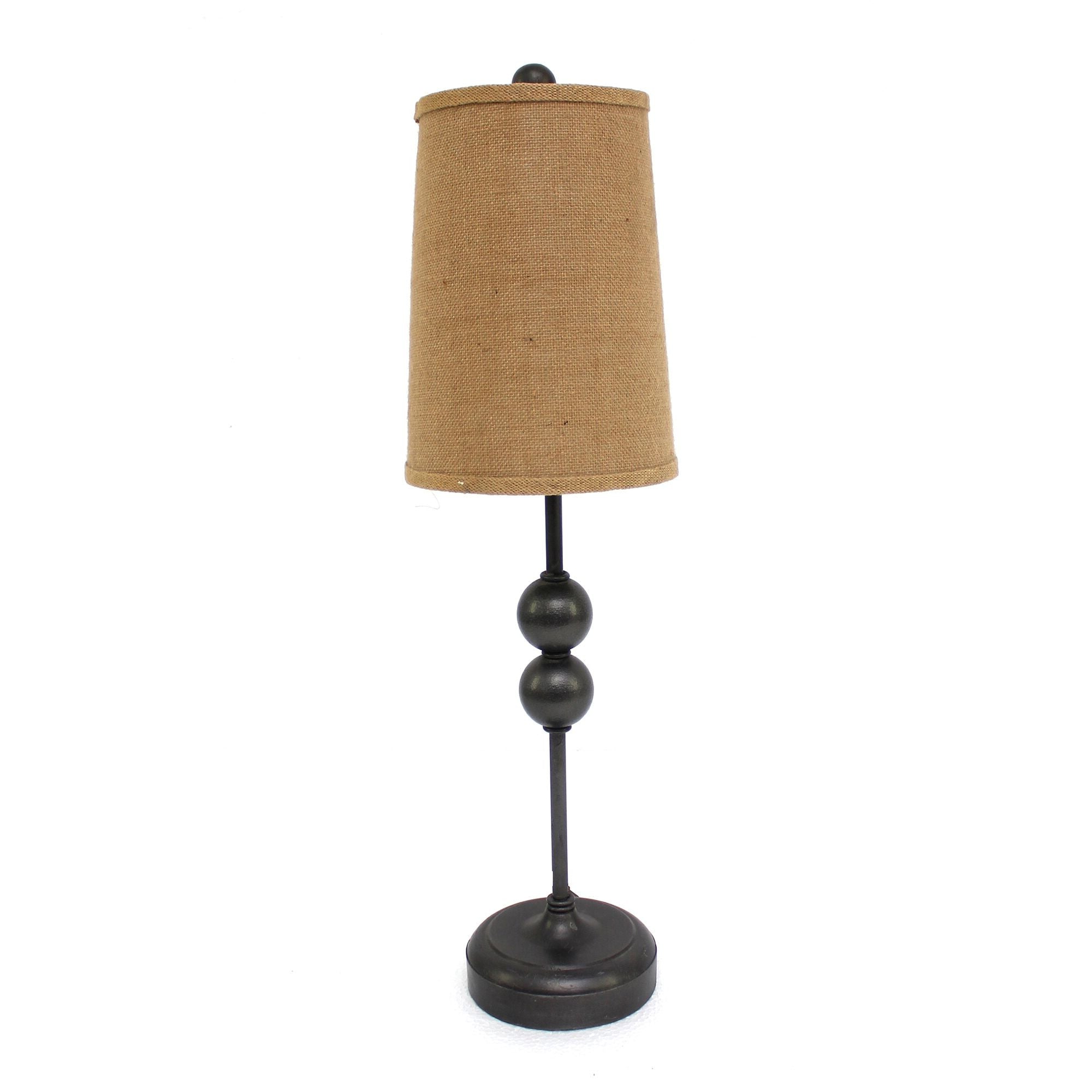 29" Bronze Bedside Lamp With Brown Shade-Table Lamps-DECOROLALA
