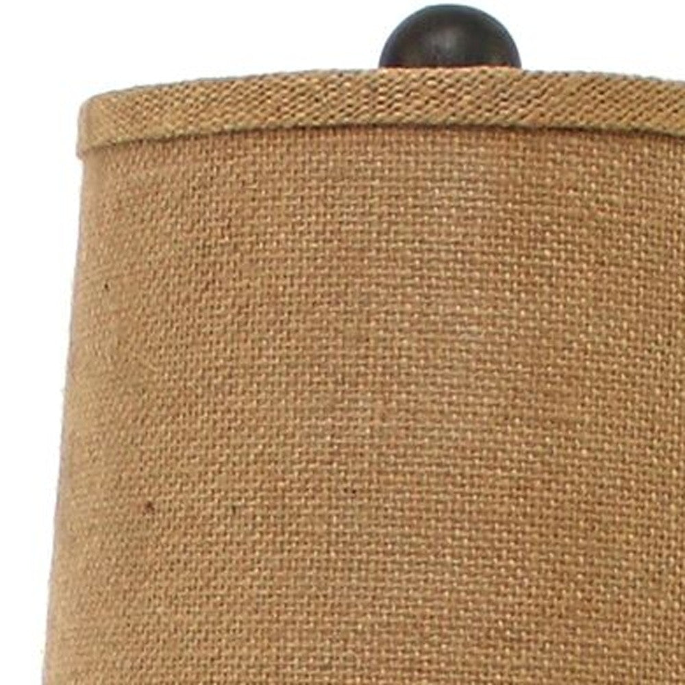 29" Bronze Bedside Lamp With Brown Shade-Table Lamps-DECOROLALA