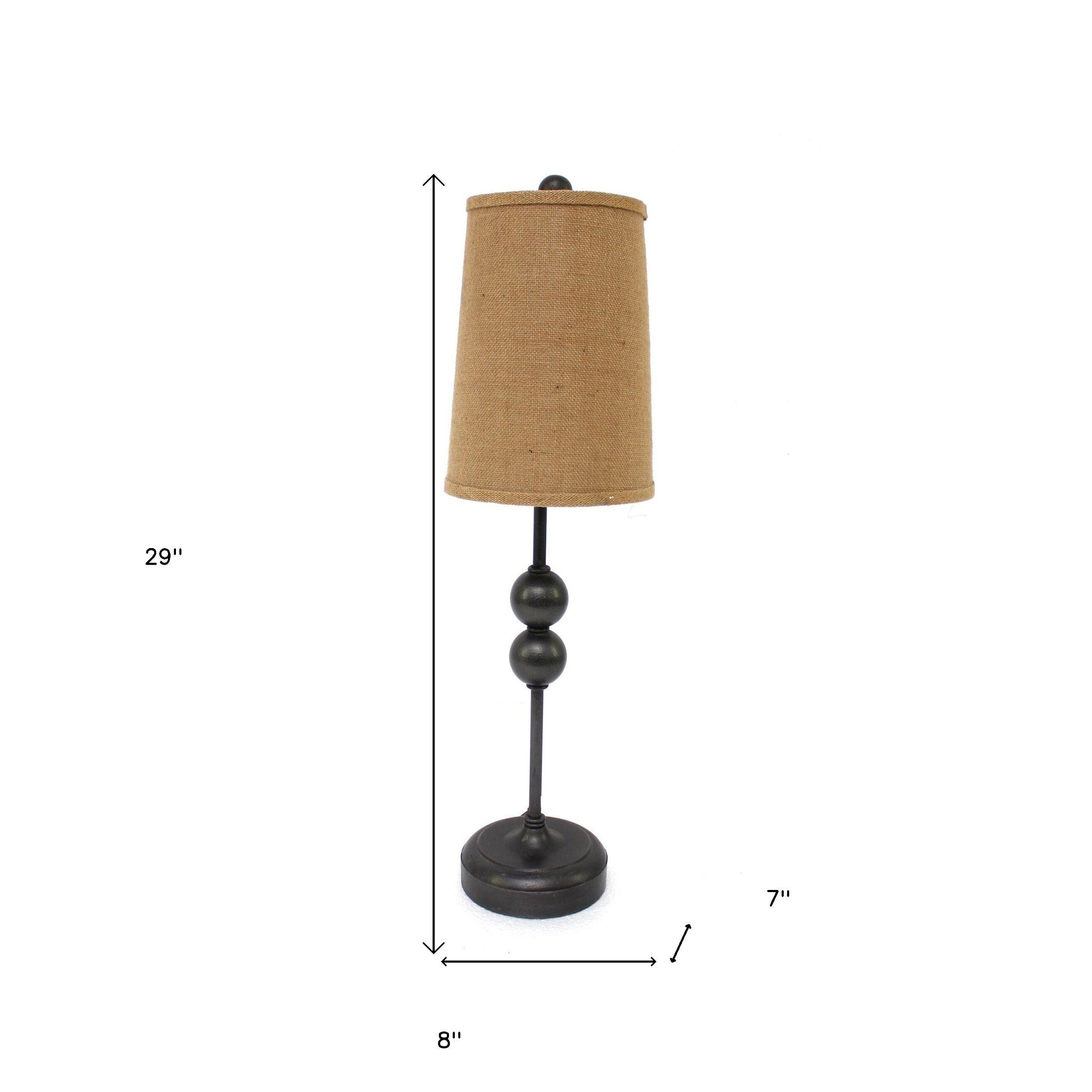 29" Bronze Bedside Lamp With Brown Shade-Table Lamps-DECOROLALA