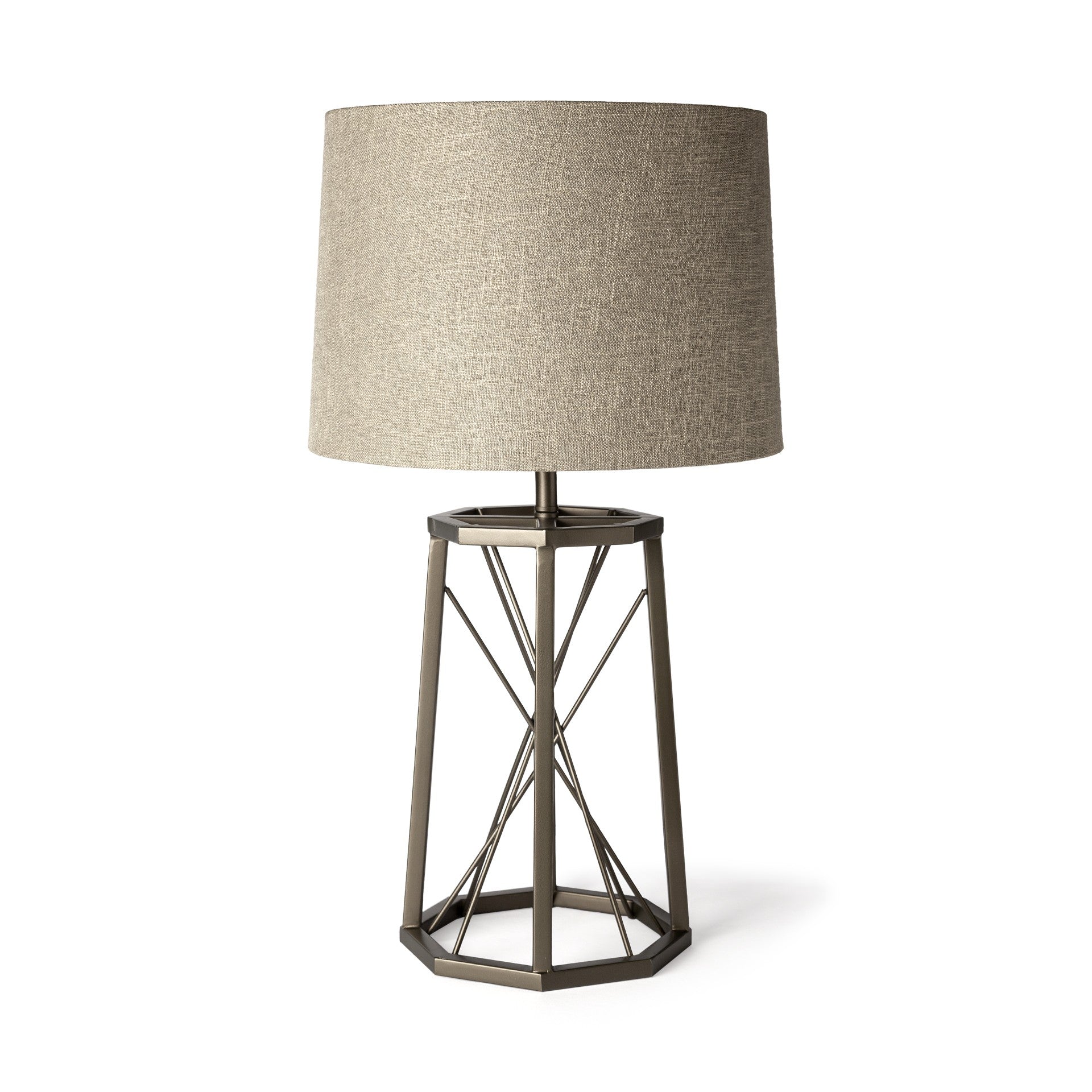 29" Bronze Lamp Base LED With Beige Shade-Table Lamps-DECOROLALA