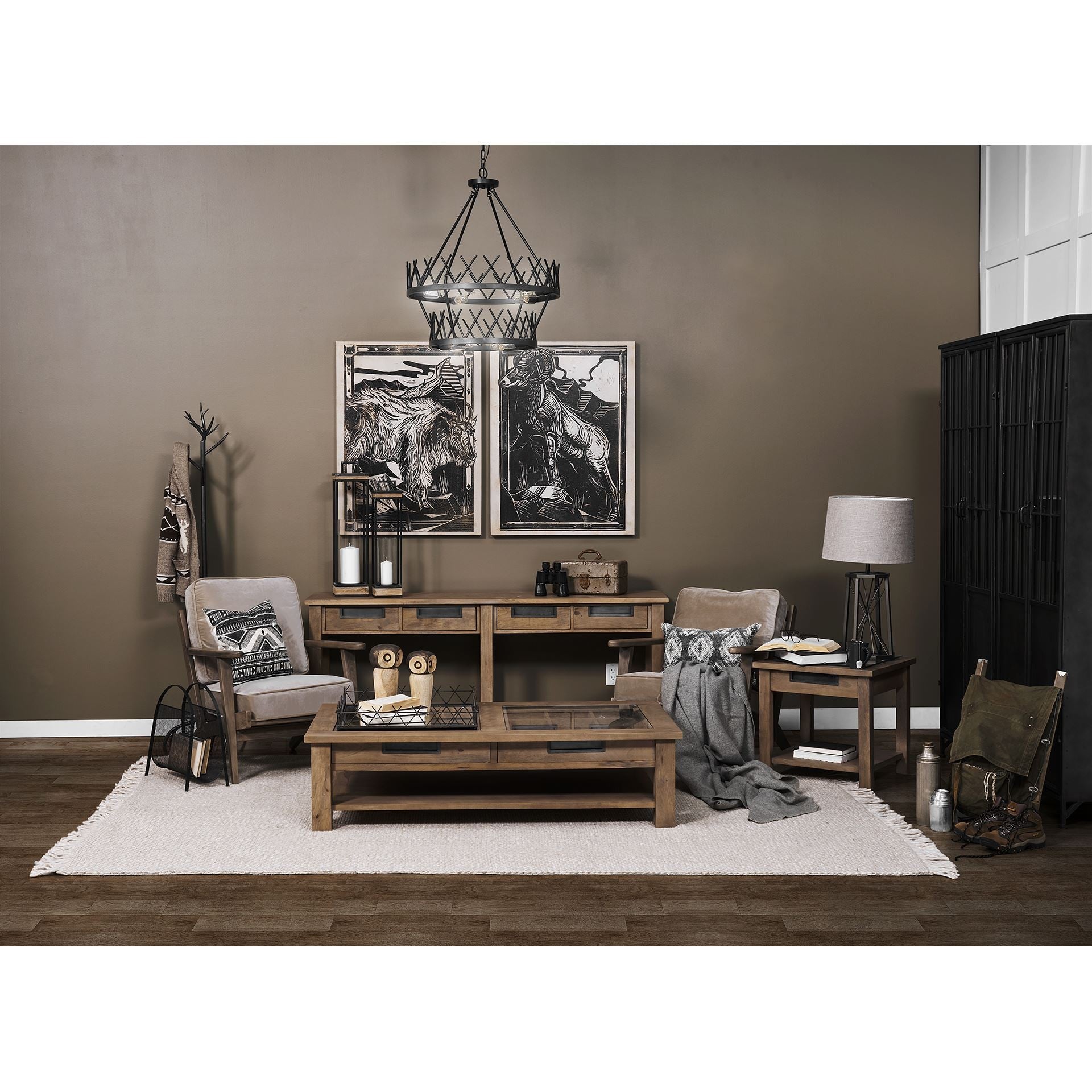 29" Bronze Lamp Base LED With Beige Shade-Table Lamps-DECOROLALA