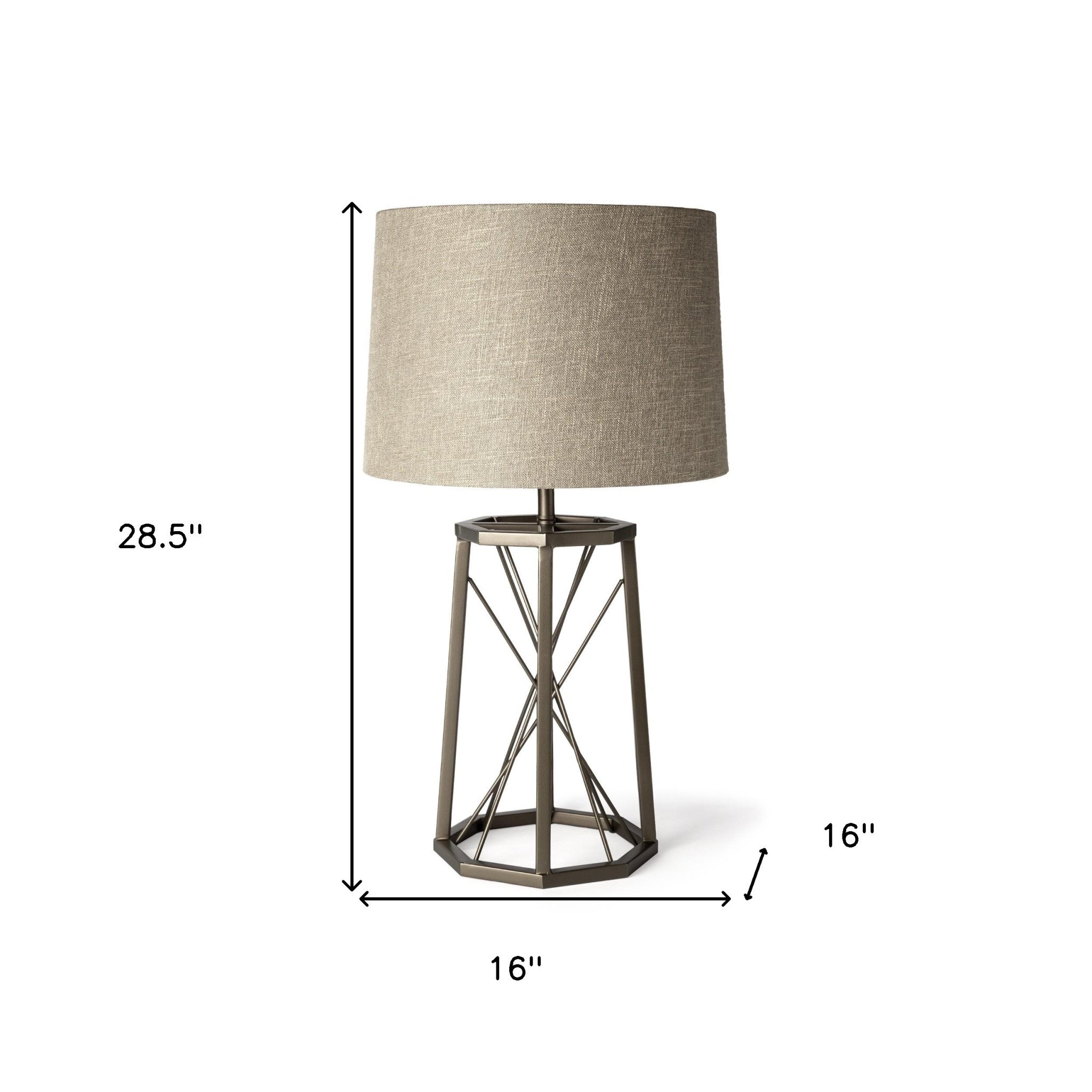 29" Bronze Lamp Base LED With Beige Shade-Table Lamps-DECOROLALA