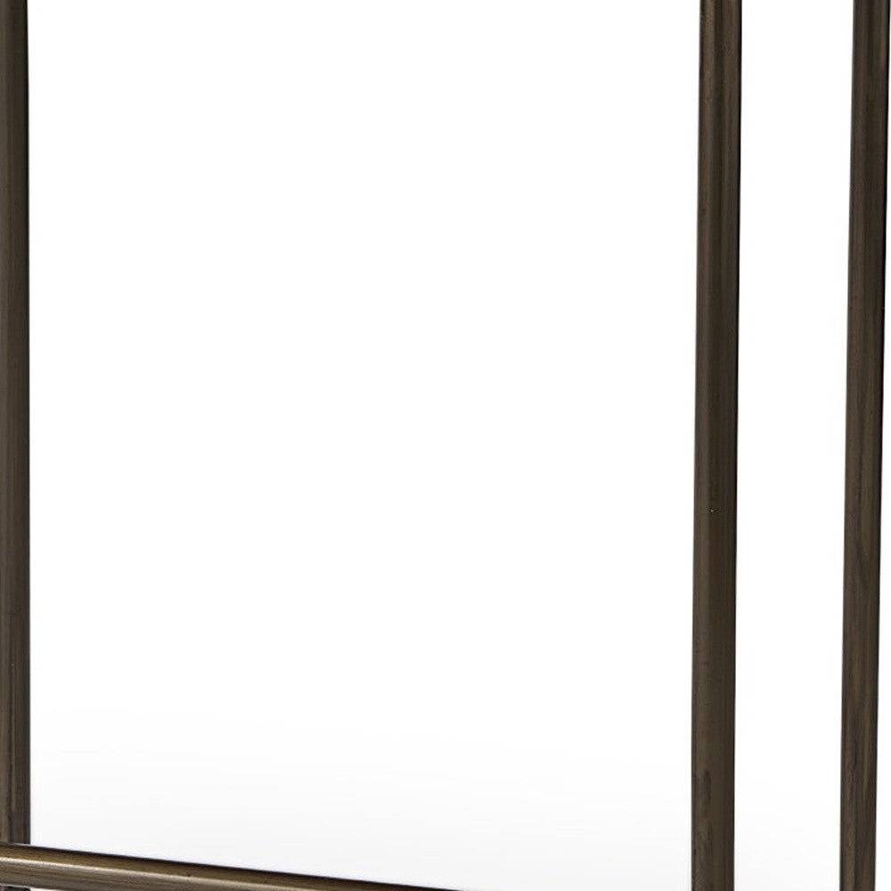 29" Bronze Leather and Metal Backless Bar Chair-Bar Chairs-DECOROLALA