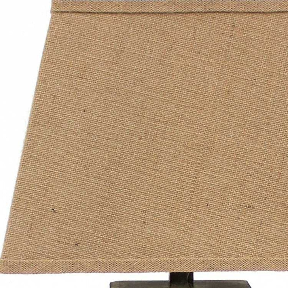 29" Brown Solid Wood Bedside Table Lamp With Brown Shade-Table Lamps-DECOROLALA