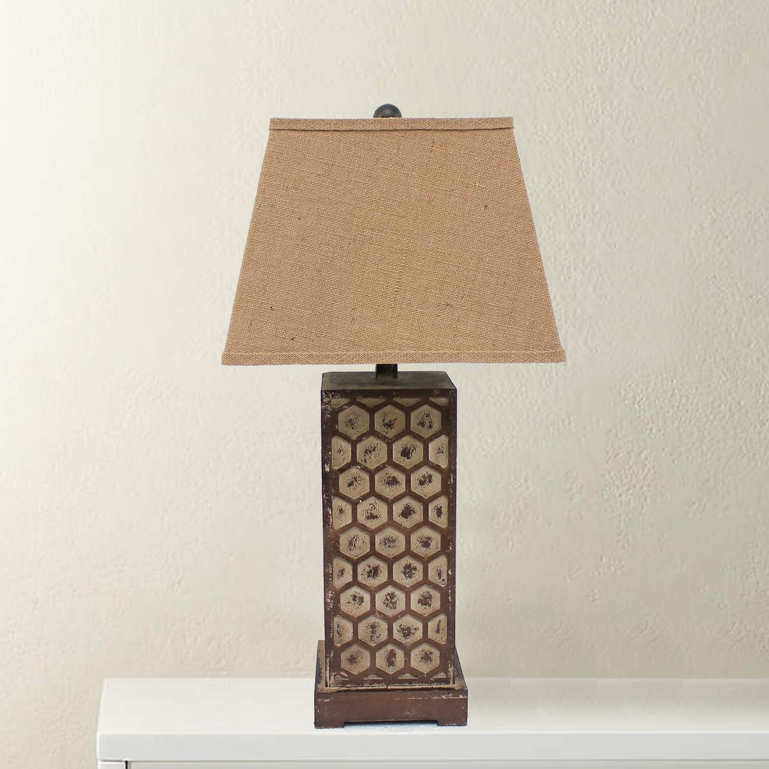 29" Brown Solid Wood Bedside Table Lamp With Brown Shade-Table Lamps-DECOROLALA