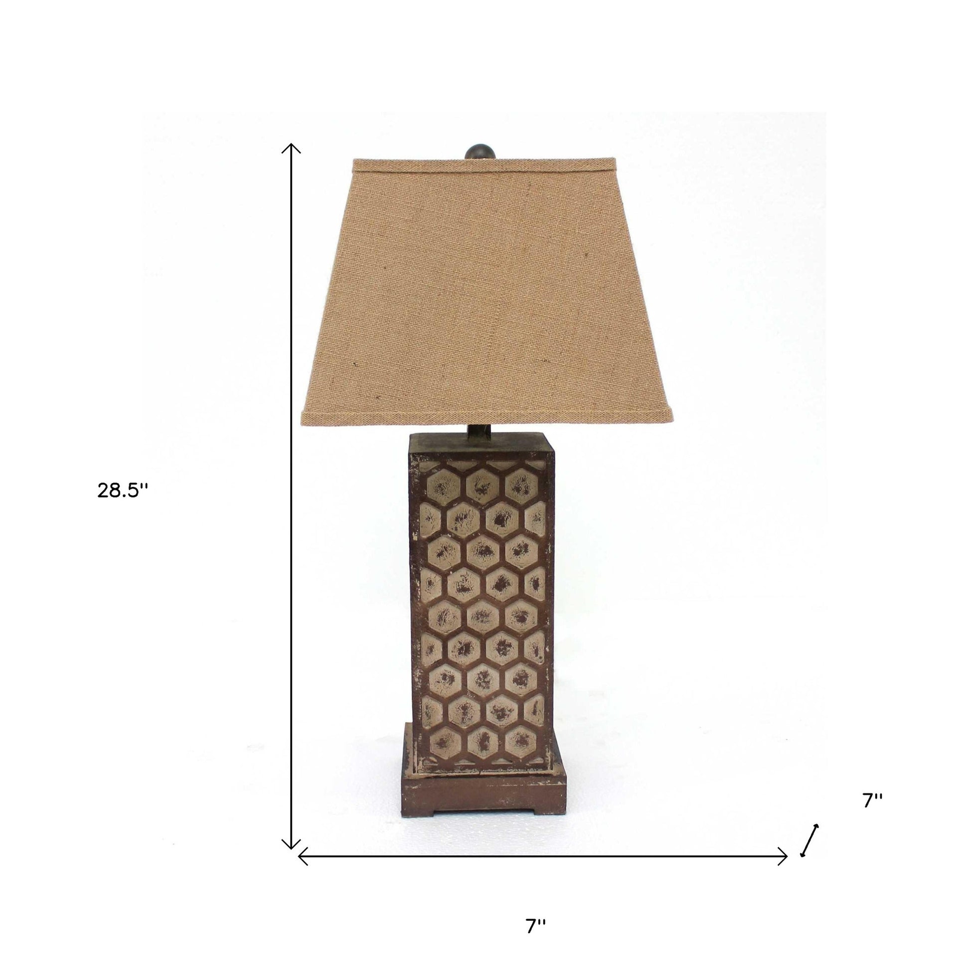 29" Brown Solid Wood Bedside Table Lamp With Brown Shade-Table Lamps-DECOROLALA