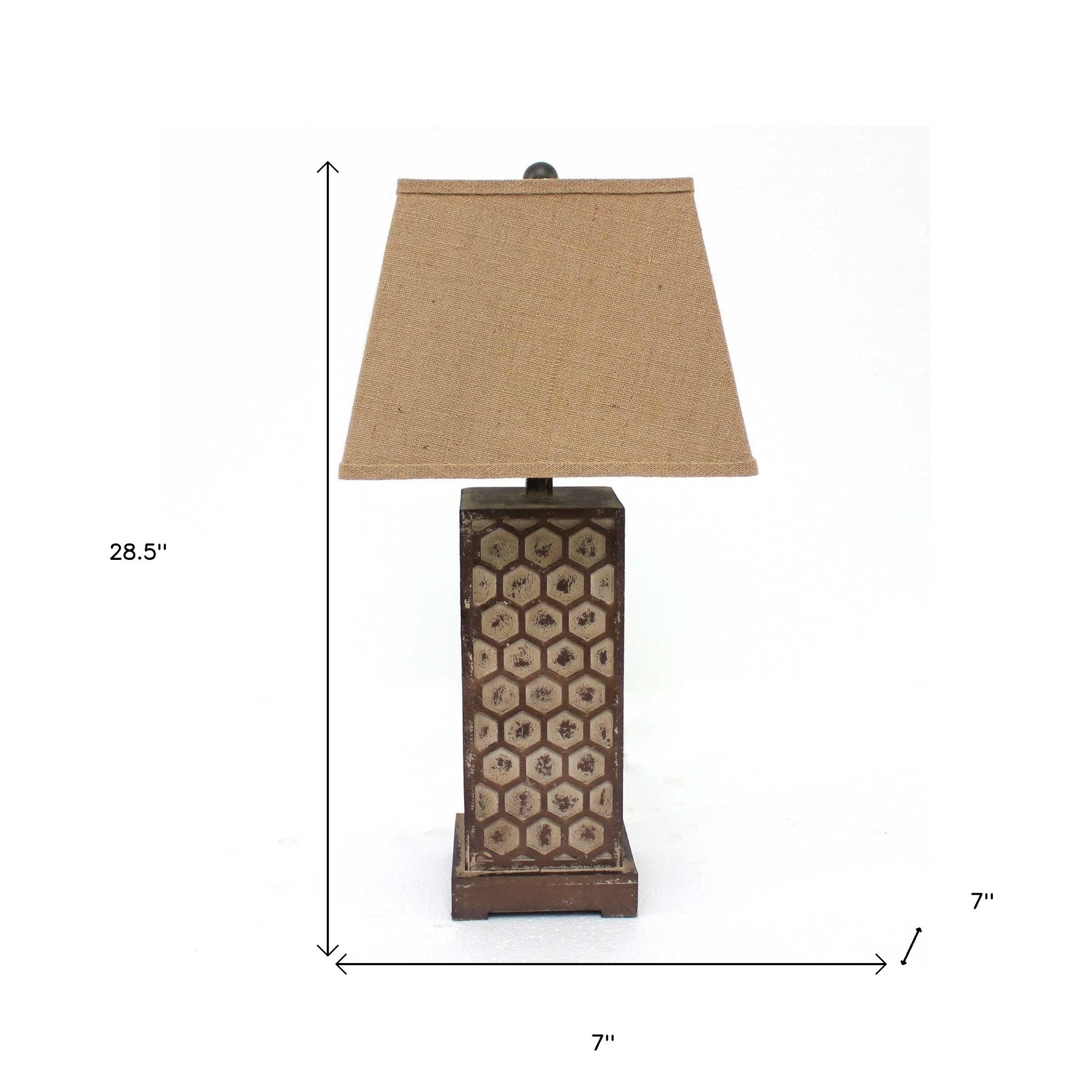 29" Brown Solid Wood Bedside Table Lamp With Brown Shade-Table Lamps-DECOROLALA
