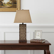 29" Brown Solid Wood Bedside Table Lamp With Brown Shade-Table Lamps-DECOROLALA