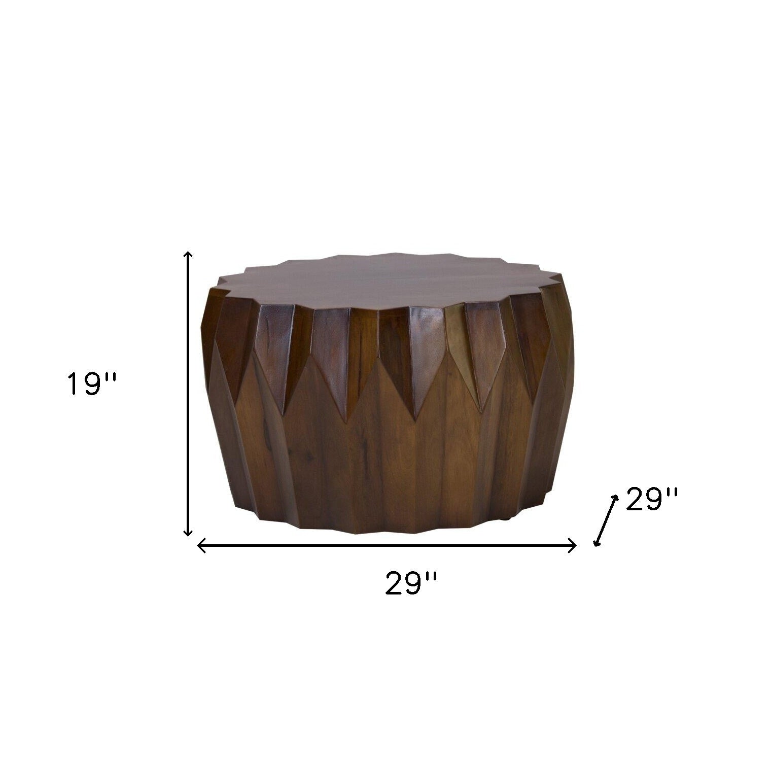 29" Brown Solid Wood Octagon Coffee Table-Coffee Tables-DECOROLALA