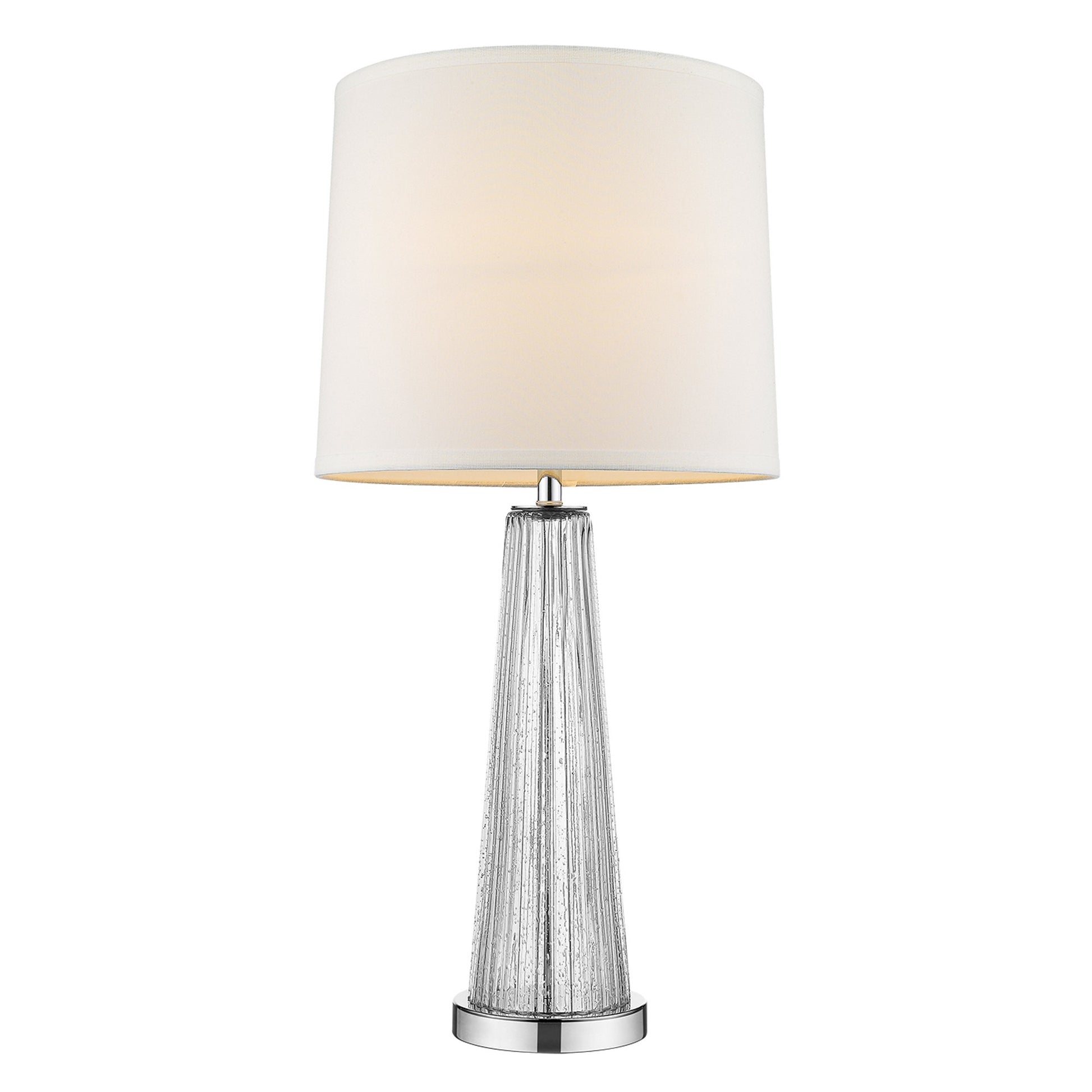 29" Clear Glass Buffet Lamp With Off White Empire Shade-Table Lamps-DECOROLALA