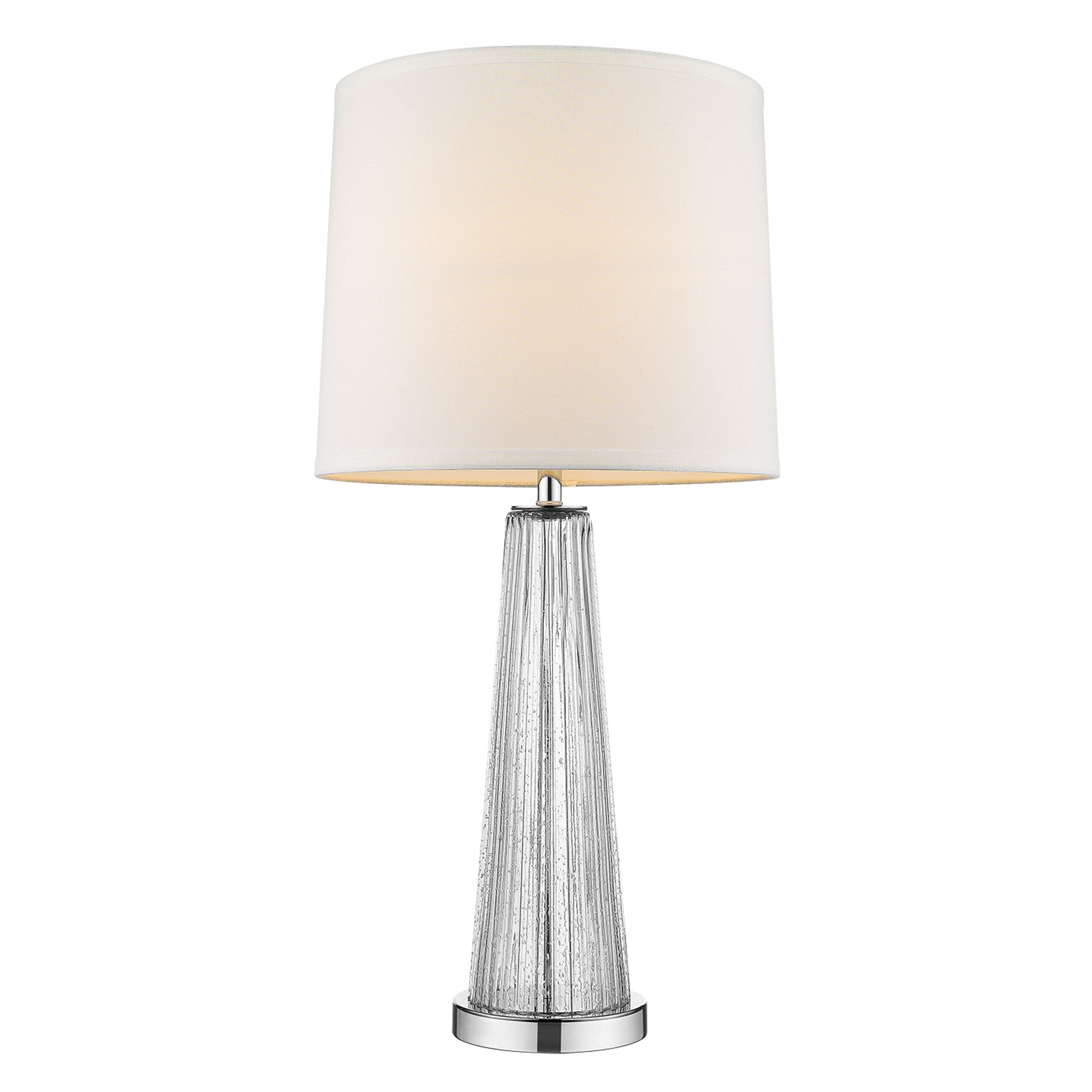 29" Clear Glass Buffet Lamp With Off White Empire Shade-Table Lamps-DECOROLALA