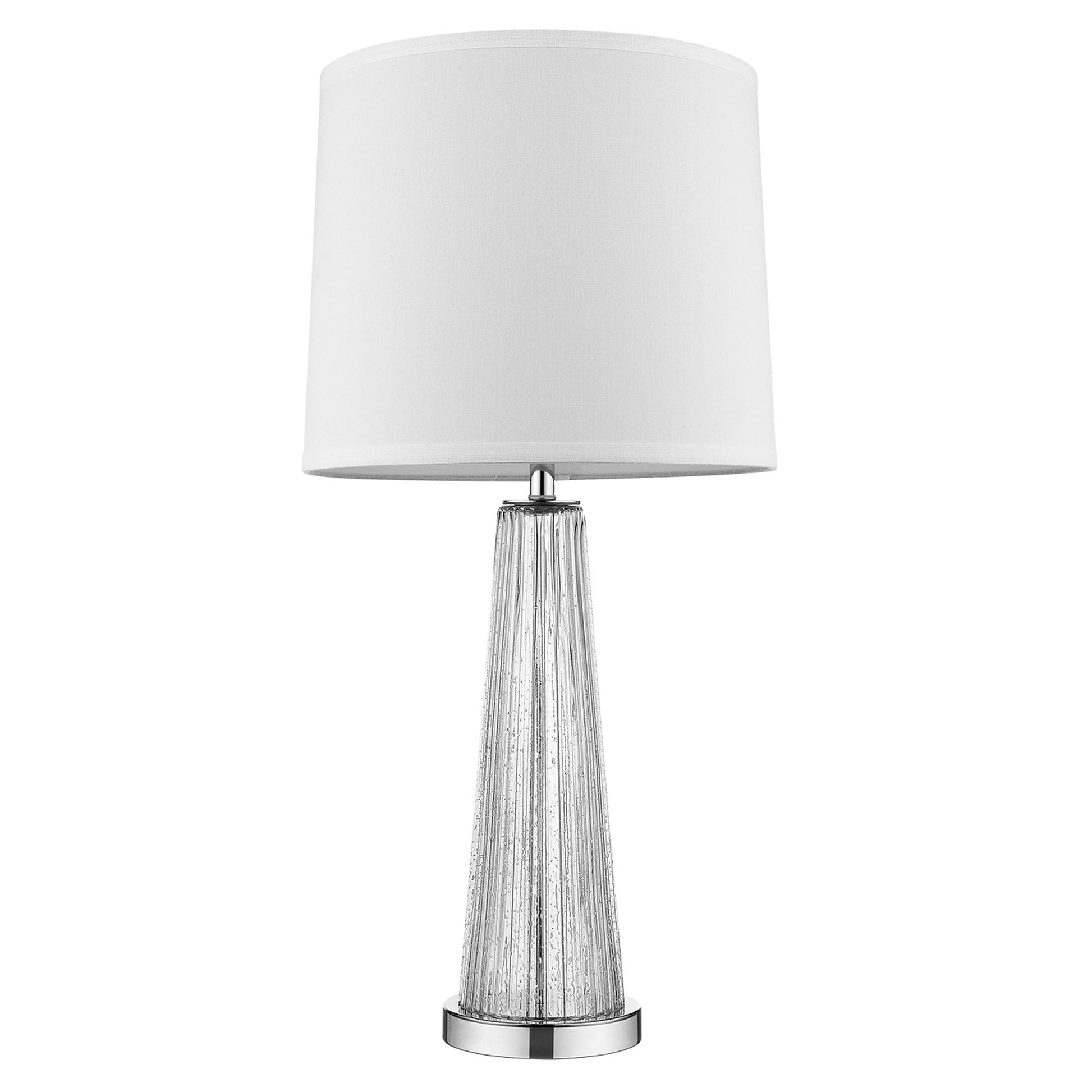 29" Clear Glass Buffet Lamp With Off White Empire Shade-Table Lamps-DECOROLALA