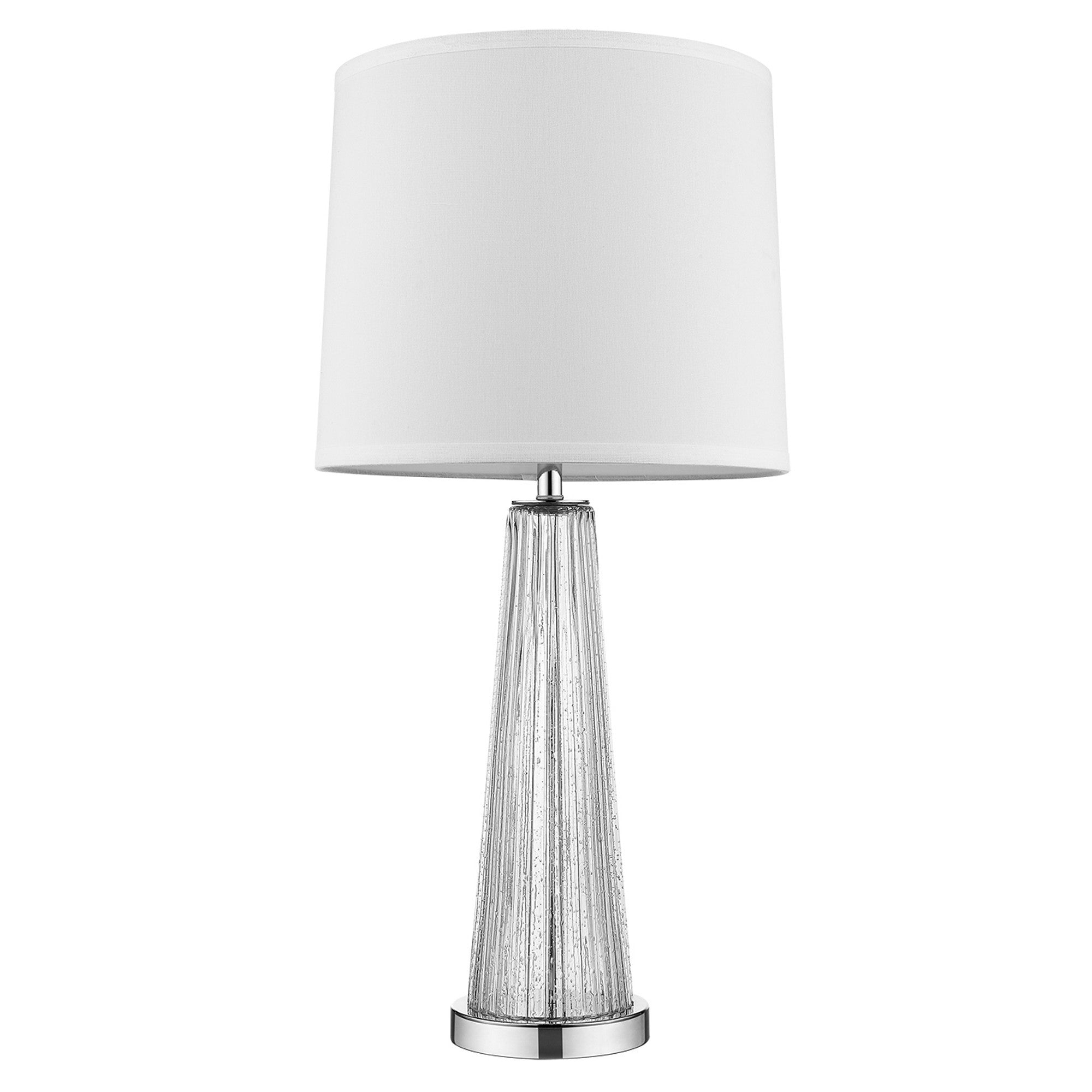 29" Clear Glass Buffet Lamp With Off White Empire Shade-Table Lamps-DECOROLALA