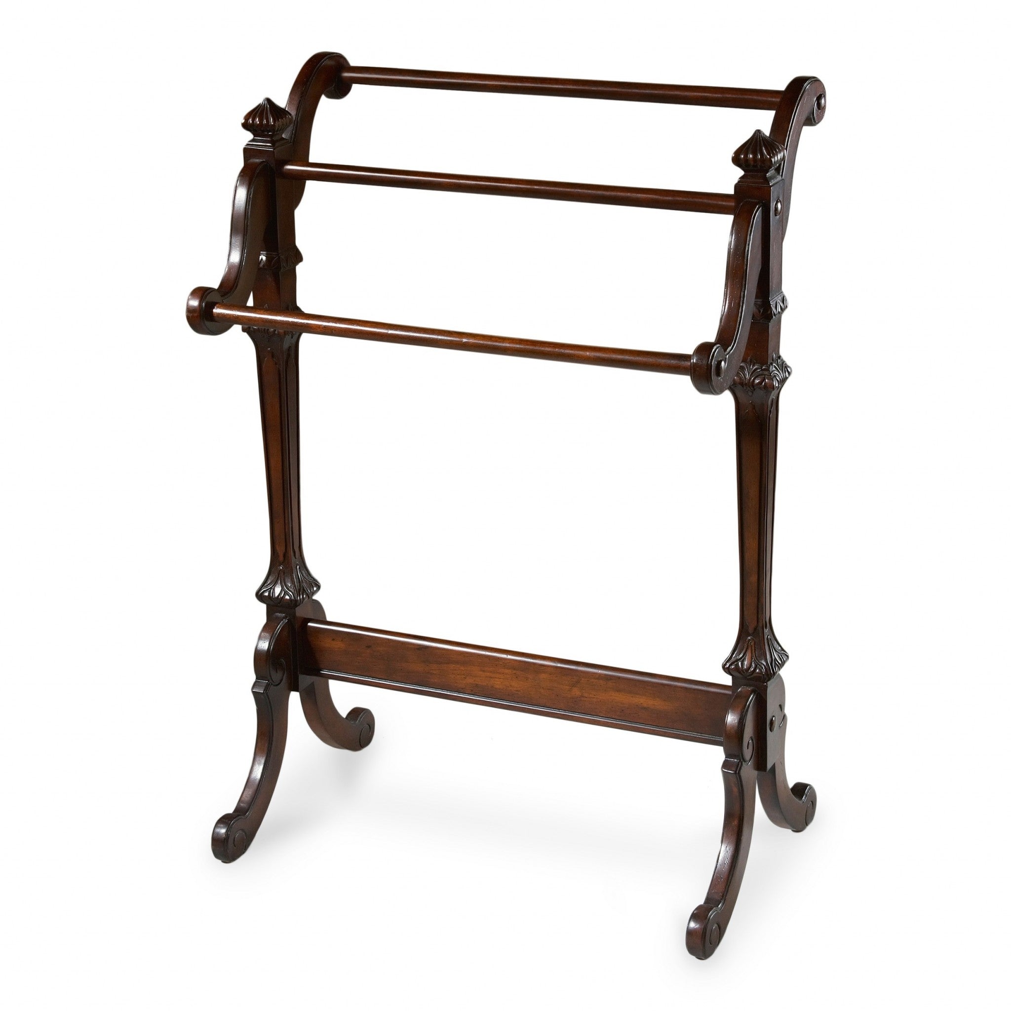 29" Deep Cherry Wood Blanket Stand-Blanket Racks and Ladders-DECOROLALA
