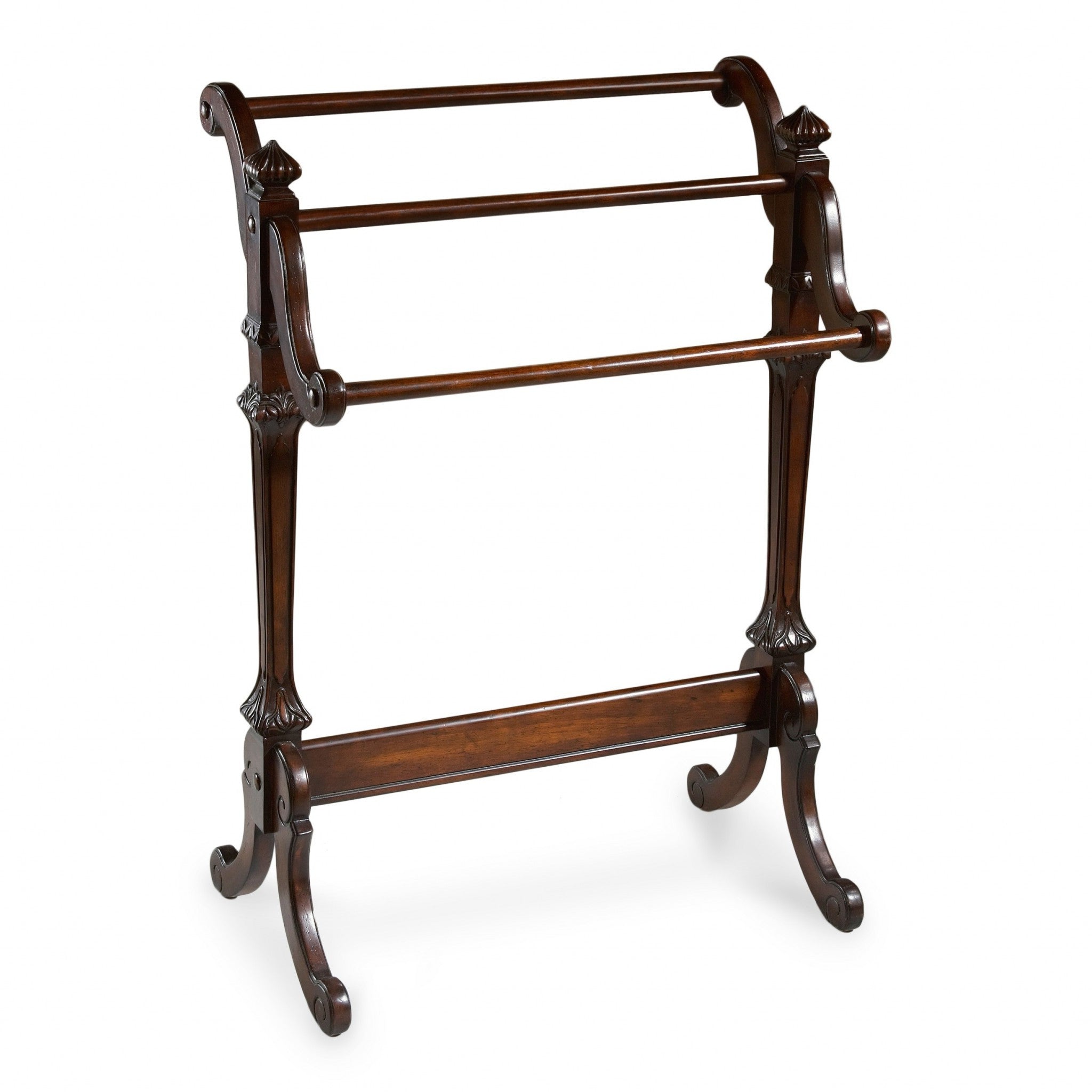 29" Deep Cherry Wood Blanket Stand-Blanket Racks and Ladders-DECOROLALA